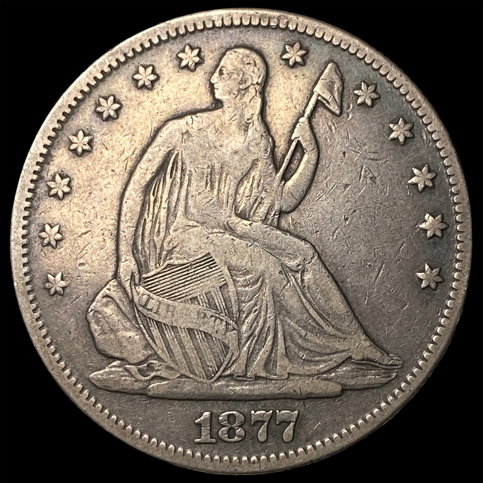1877 Seated Liberty Half Dollar NEARLY UNCIRCULATED: 1877 Seated Liberty Half Dollar NEARLY UNCIRCULATED