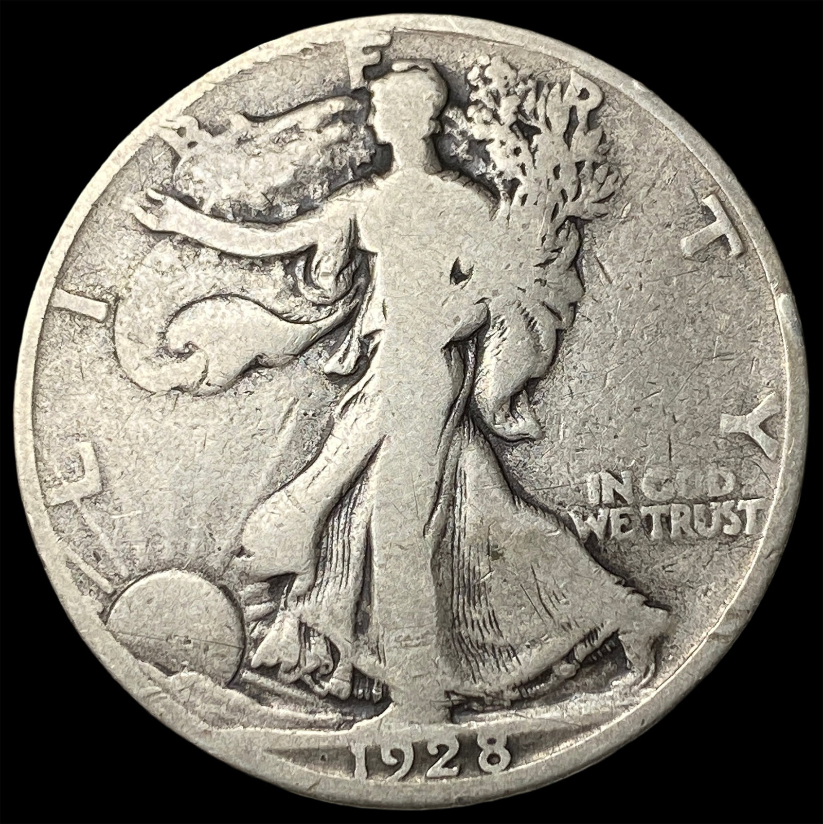 1928-S Silver Walking Liberty Half Dollar LIGHTLY CIRCULATED: 1928-S Silver Walking Liberty Half Dollar LIGHTLY CIRCULATED