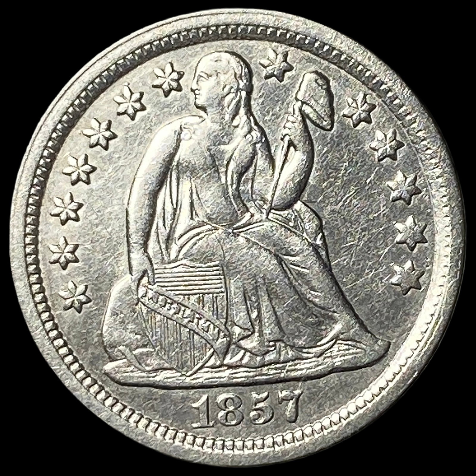 1857 Silver Seated Liberty Dime UNCIRCULATED (1 of 2)