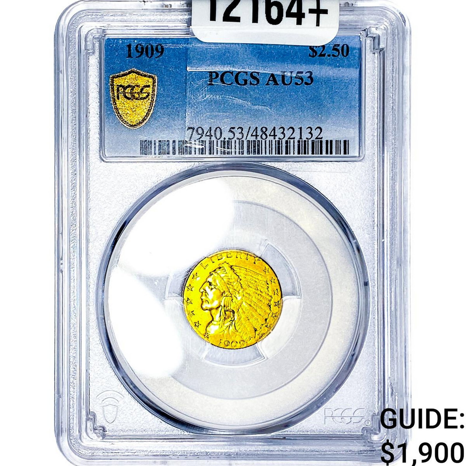 1909 $2.50 Gold Quarter Eagle PCGS AU53: 1909 $2.50 Gold Quarter Eagle PCGS AU53
