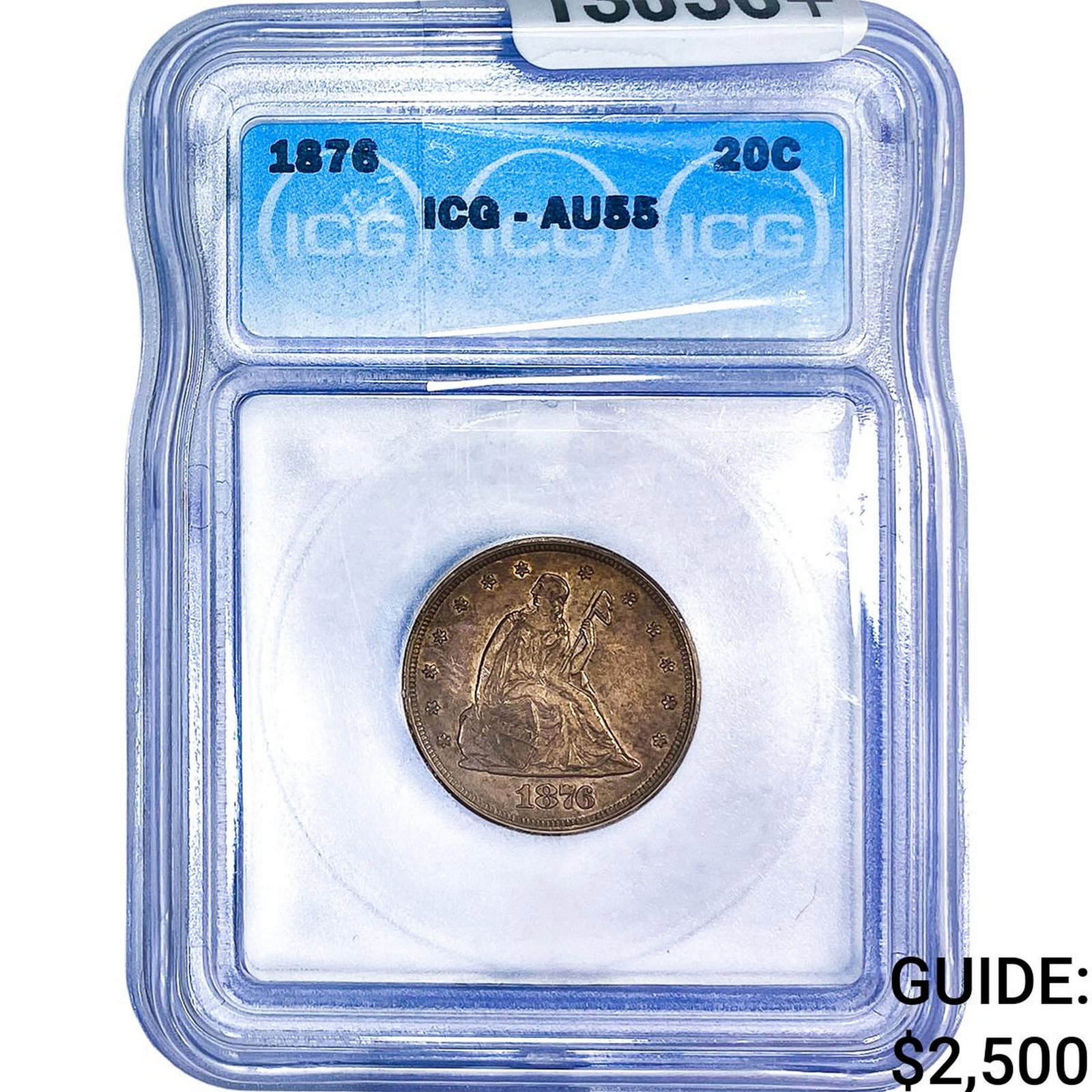 1876 Twenty Cent Piece ICG AU55: 1876 Twenty Cent Piece ICG AU55