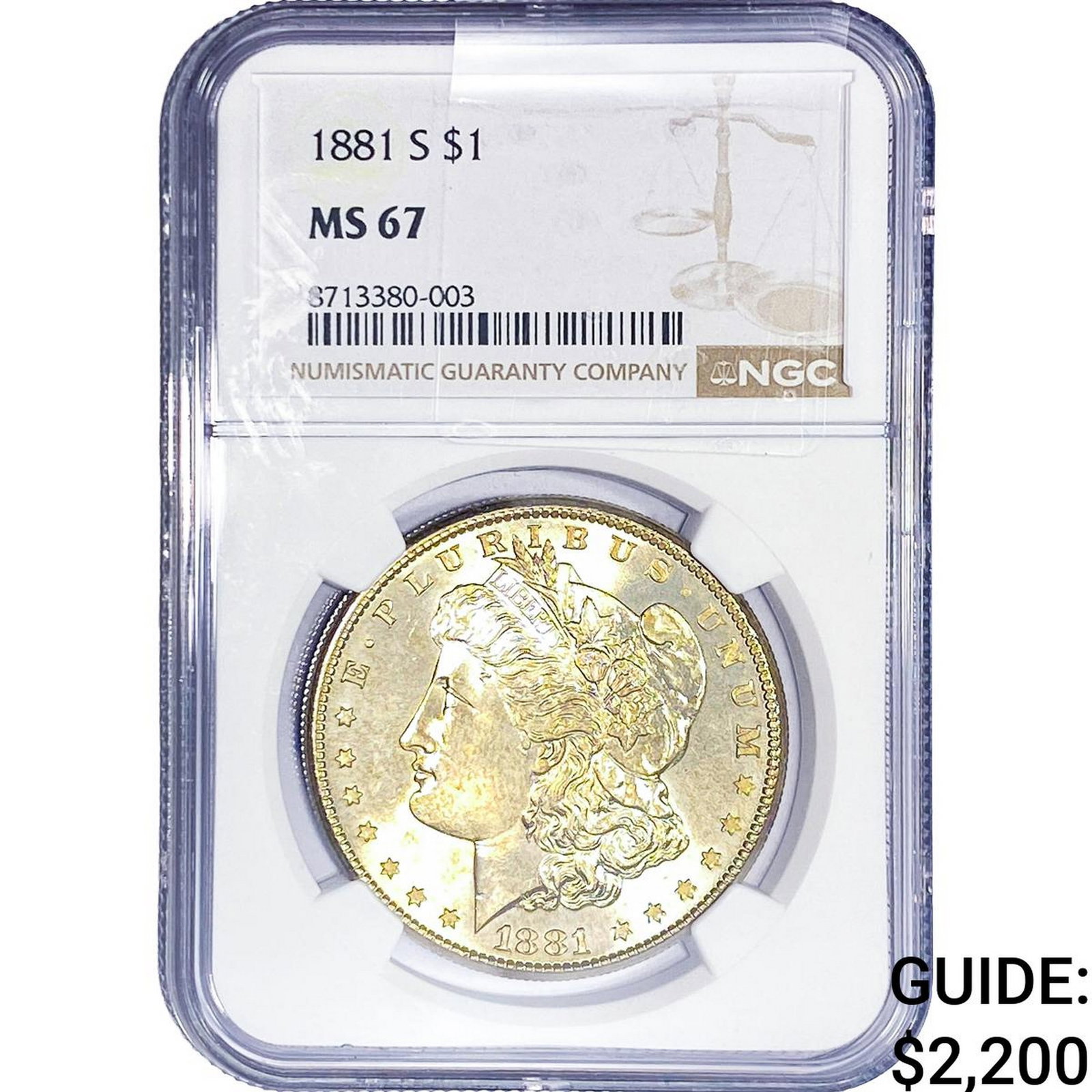 1881-S Morgan Silver Dollar NGC MS67: 1881-S Morgan Silver Dollar NGC MS67