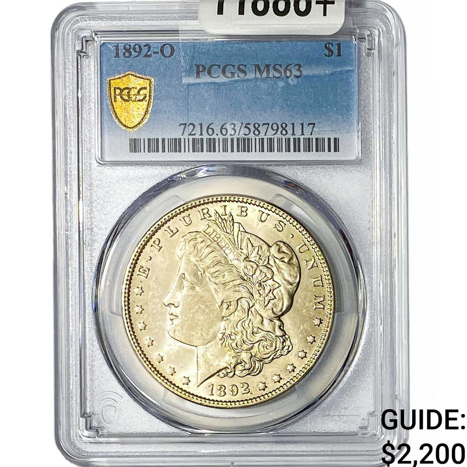 1892-O Morgan Silver Dollar PCGS MS63: 1892-O Morgan Silver Dollar PCGS MS63