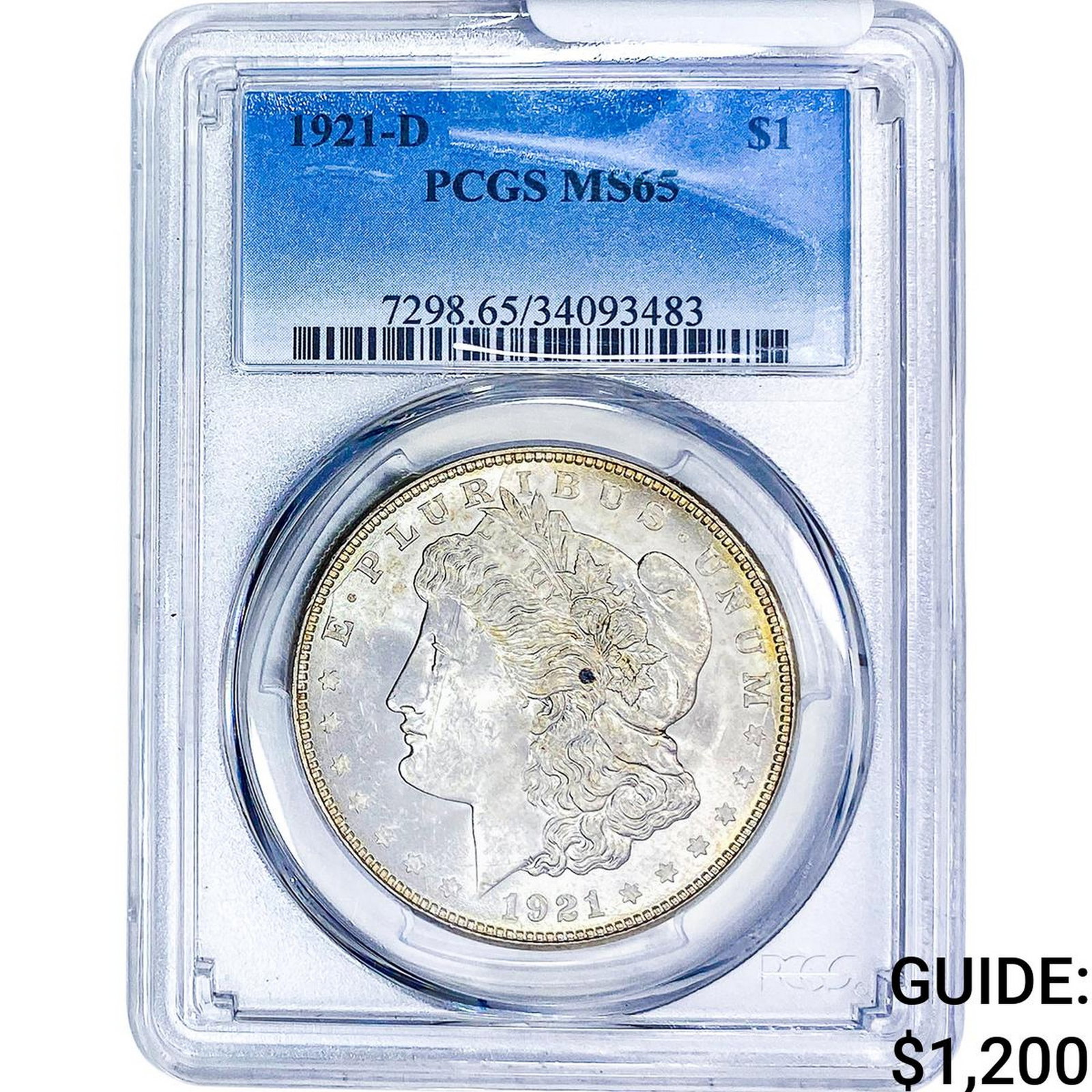 1921-D Morgan Silver Dollar PCGS MS65: 1921-D Morgan Silver Dollar PCGS MS65