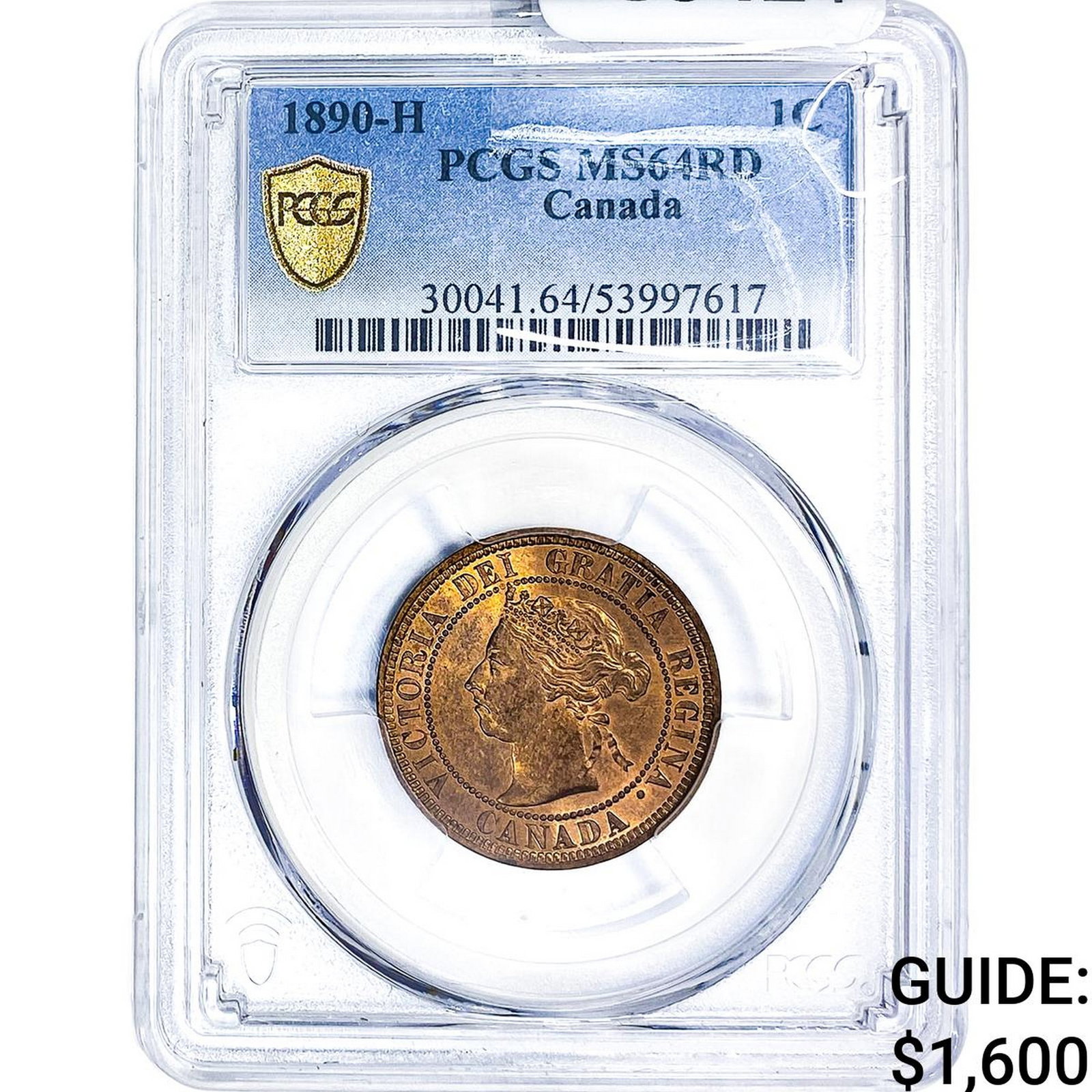 1890-H 1C Canada PCGS MS64 RD: 1890-H 1C Canada PCGS MS64 RD