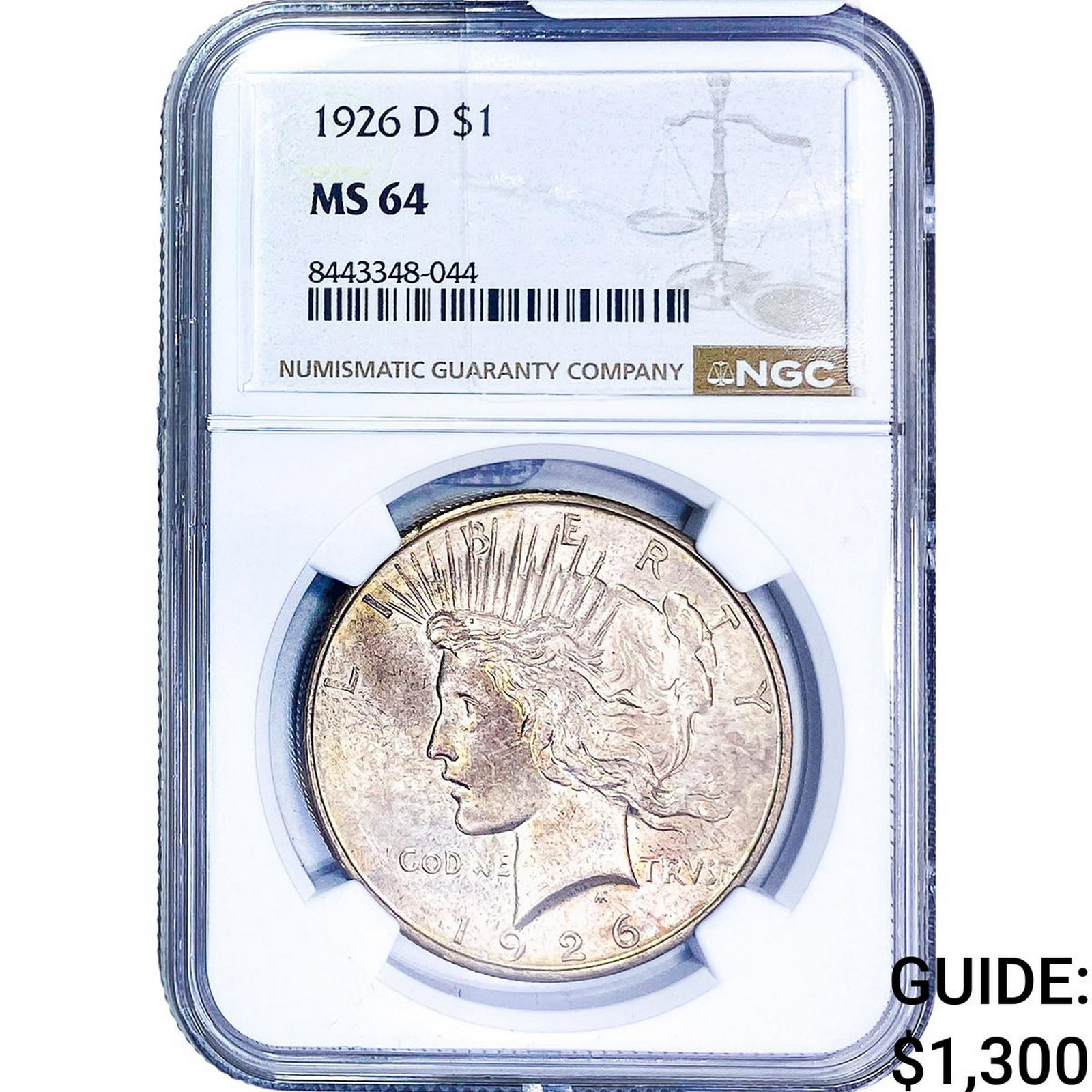 1926-D Silver Peace Dollar NGC MS64: 1926-D Silver Peace Dollar NGC MS64