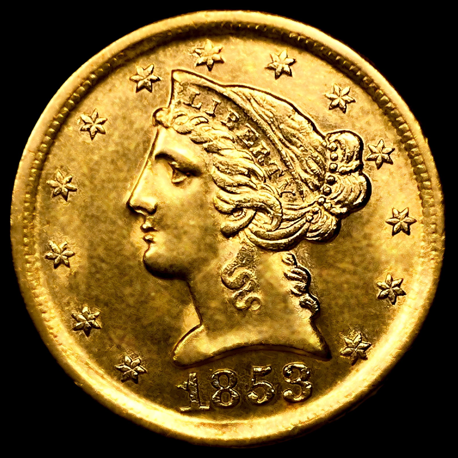 1853-D $5 Gold Half Eagle: 1853-D $5 Gold Half Eagle