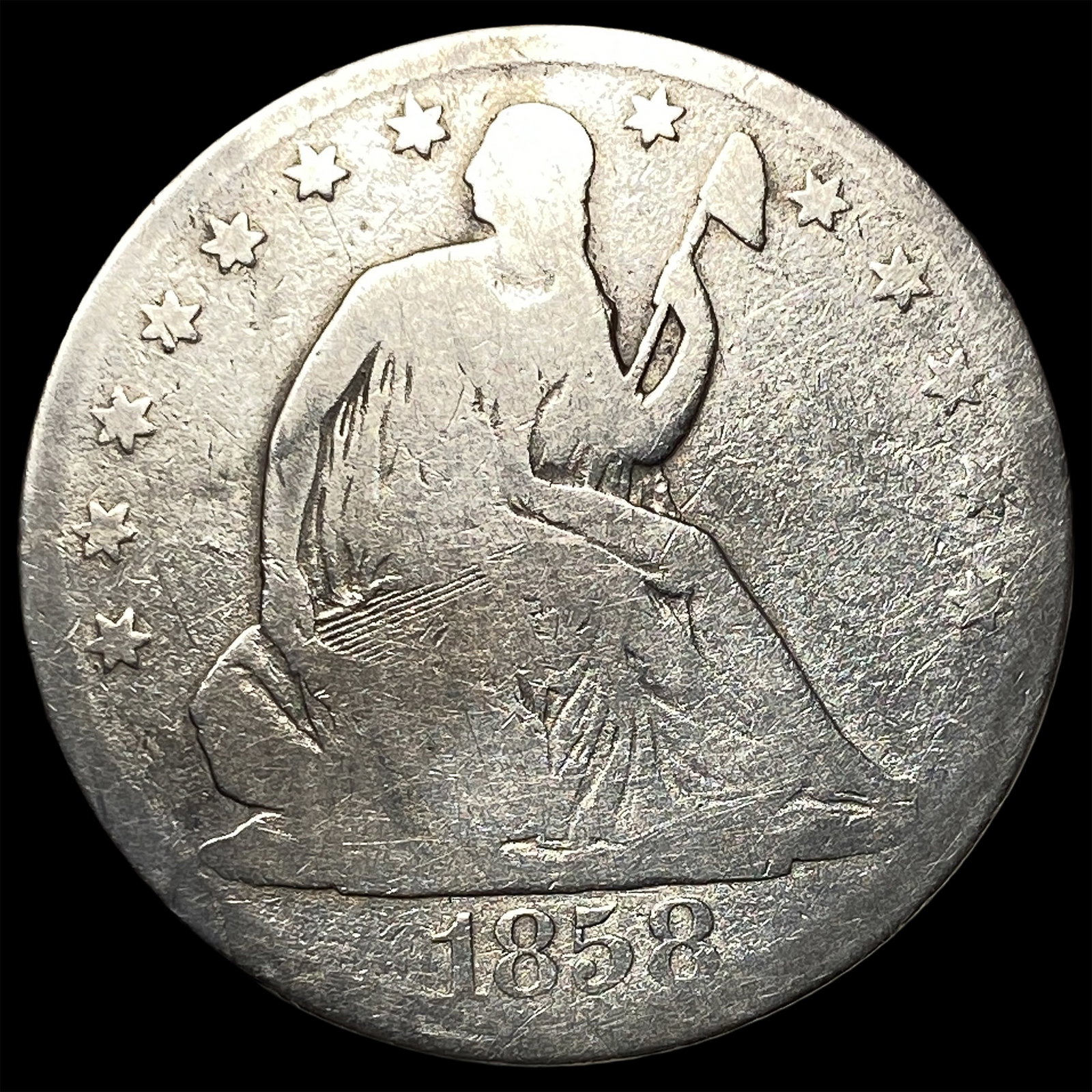 1858-O Silver Half Dollar LIGHTLY CIRCULATED: 1858-O Silver Half Dollar LIGHTLY CIRCULATED