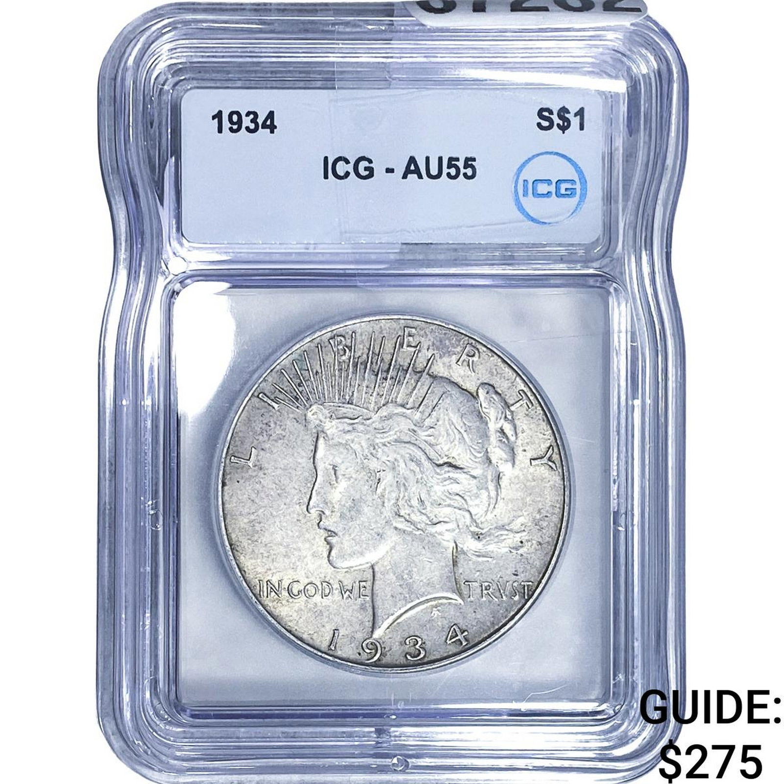 1934 Silver Peace Dollar ICG AU55: 1934 Silver Peace Dollar ICG AU55