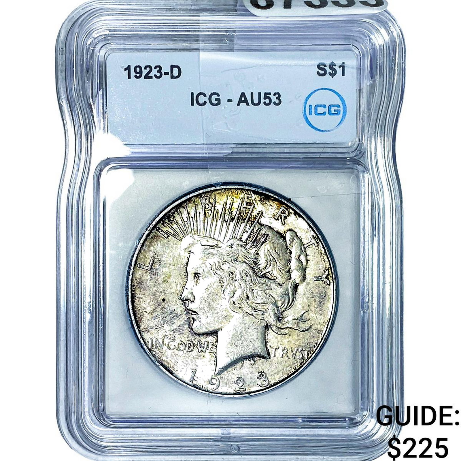 1923-D Silver Peace Dollar ICG AU53: 1923-D Silver Peace Dollar ICG AU53