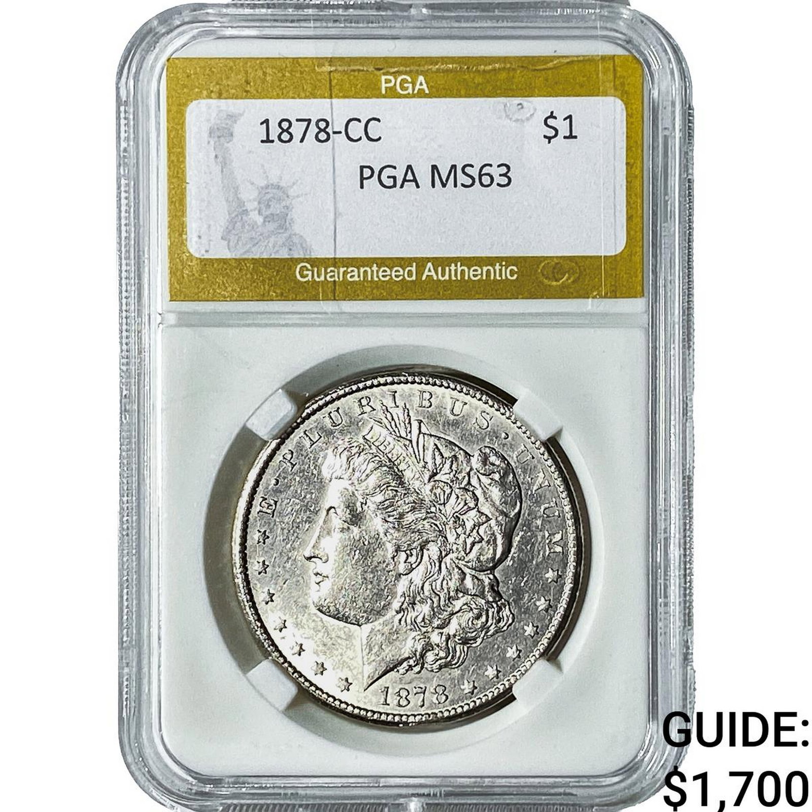 1878-CC Morgan Silver Dollar PGA MS63: 1878-CC Morgan Silver Dollar PGA MS63
