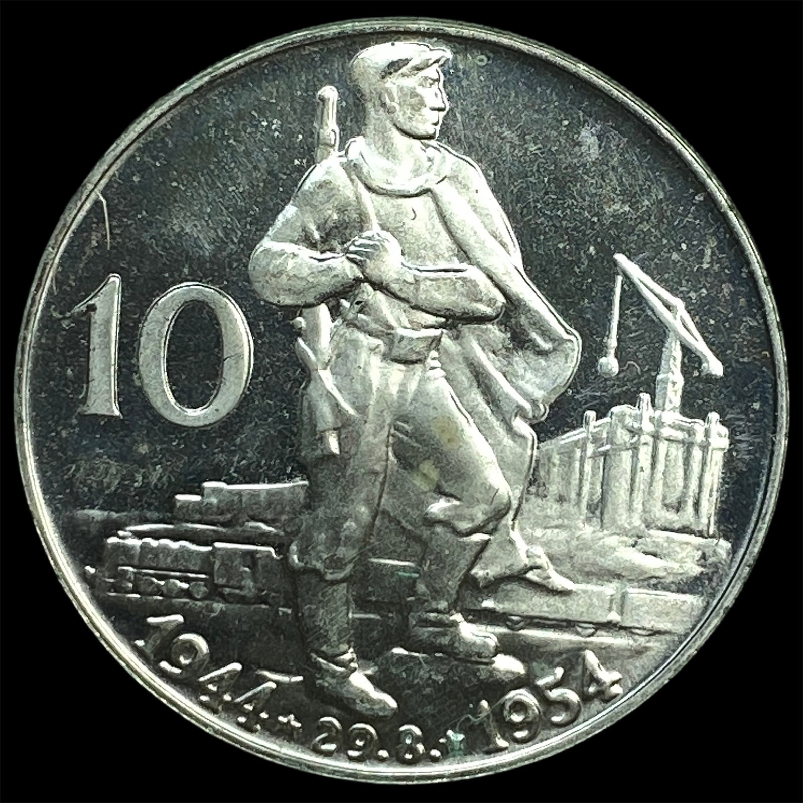 1954 Czechoslovakia Silver 10 Korun (1 of 2)
