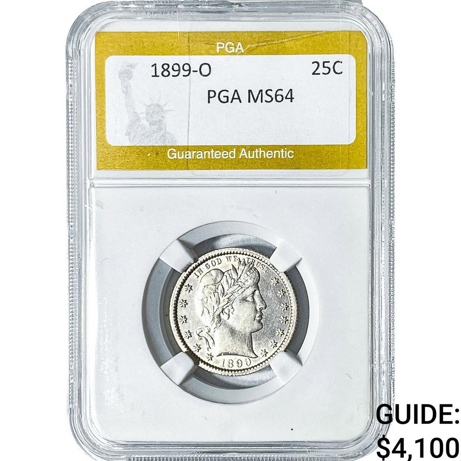1899-O Barber Quarter PGA MS64: 1899-O Barber Quarter PGA MS64