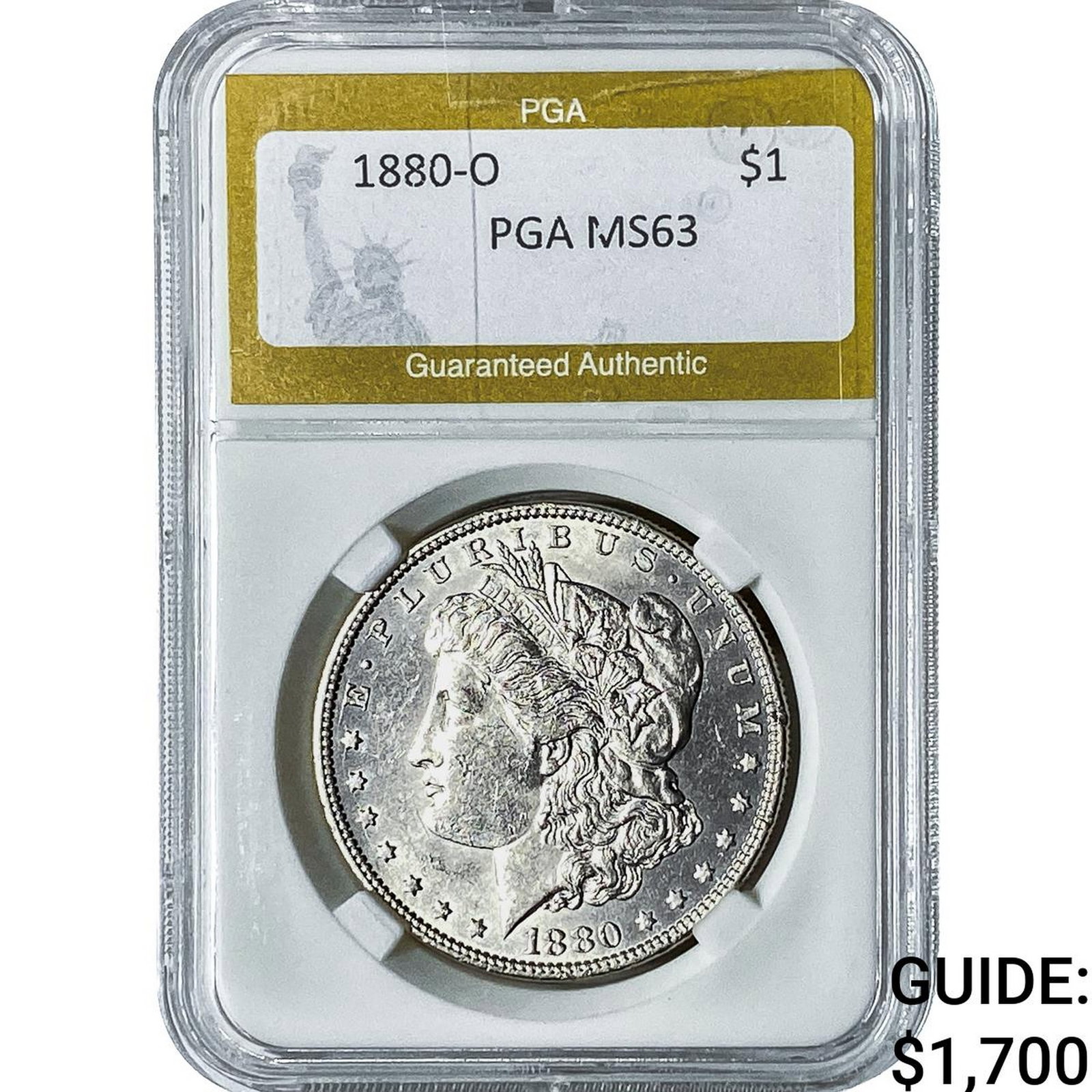 1880-O Morgan Silver Dollar PGA MS63: 1880-O Morgan Silver Dollar PGA MS63
