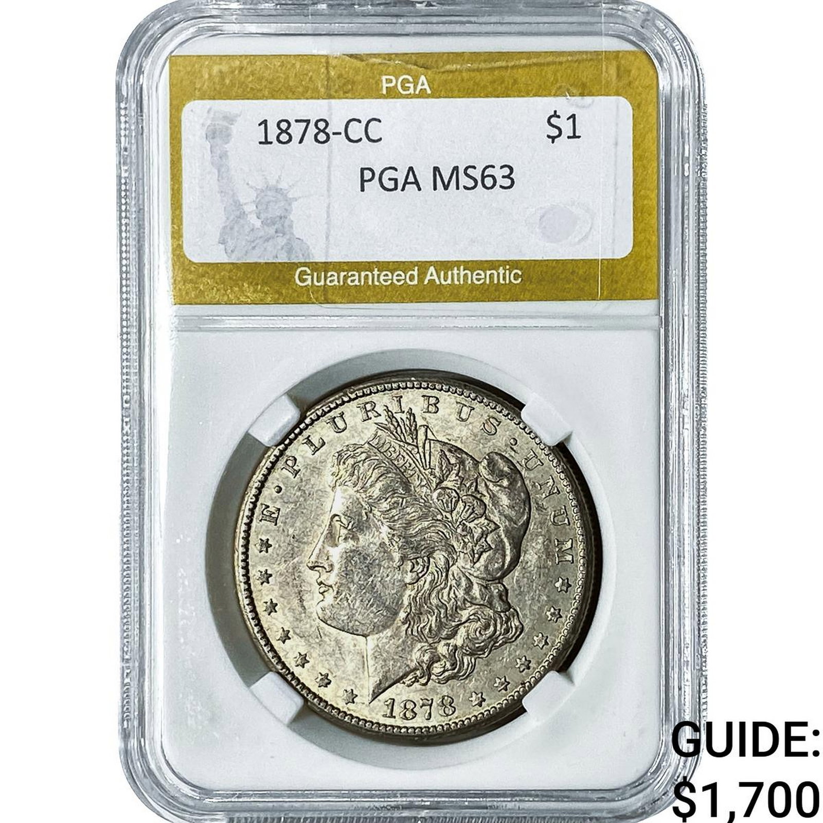 1878-CC Morgan Silver Dollar PGA MS63: 1878-CC Morgan Silver Dollar PGA MS63