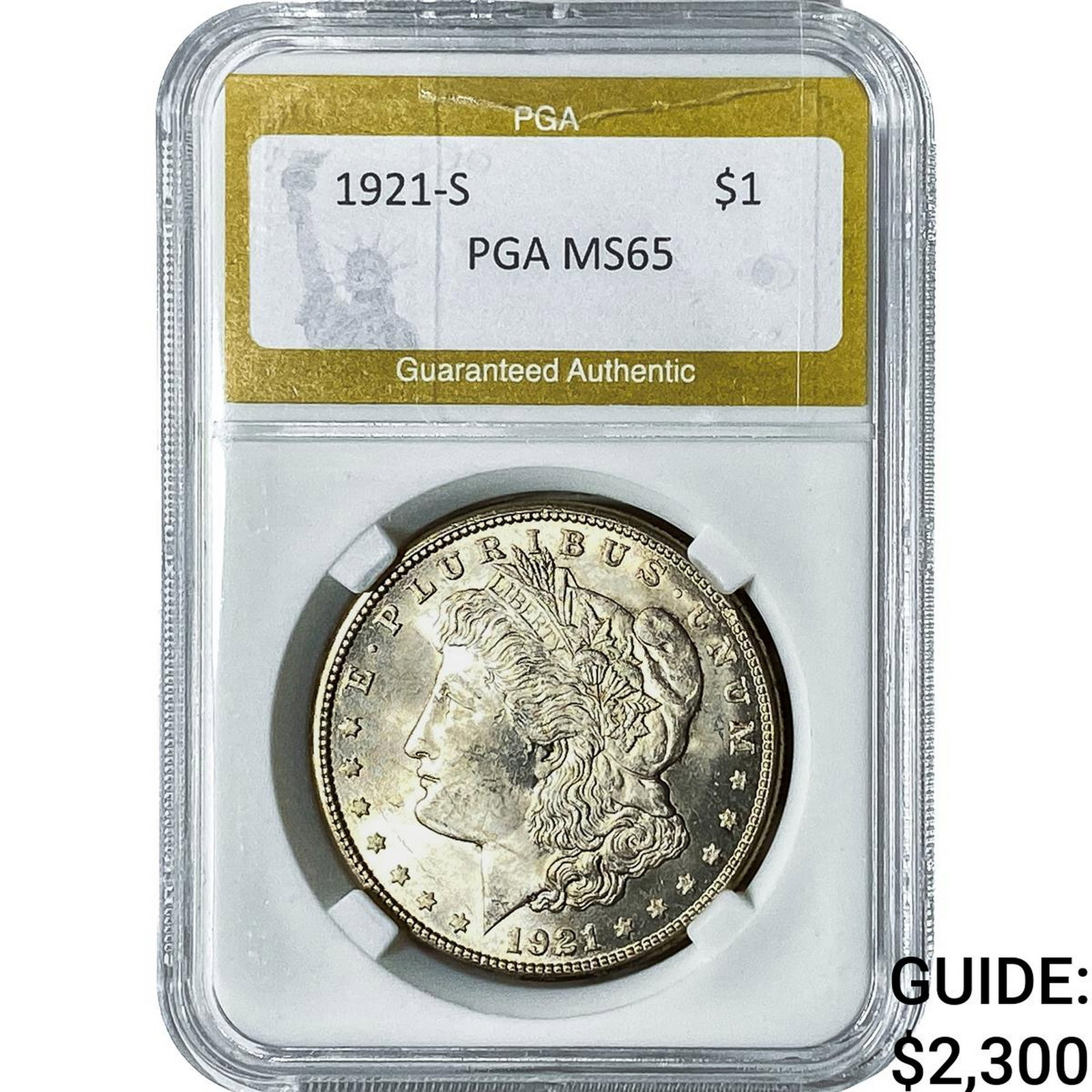 1921-S Morgan Silver Dollar PGA MS65: 1921-S Morgan Silver Dollar PGA MS65