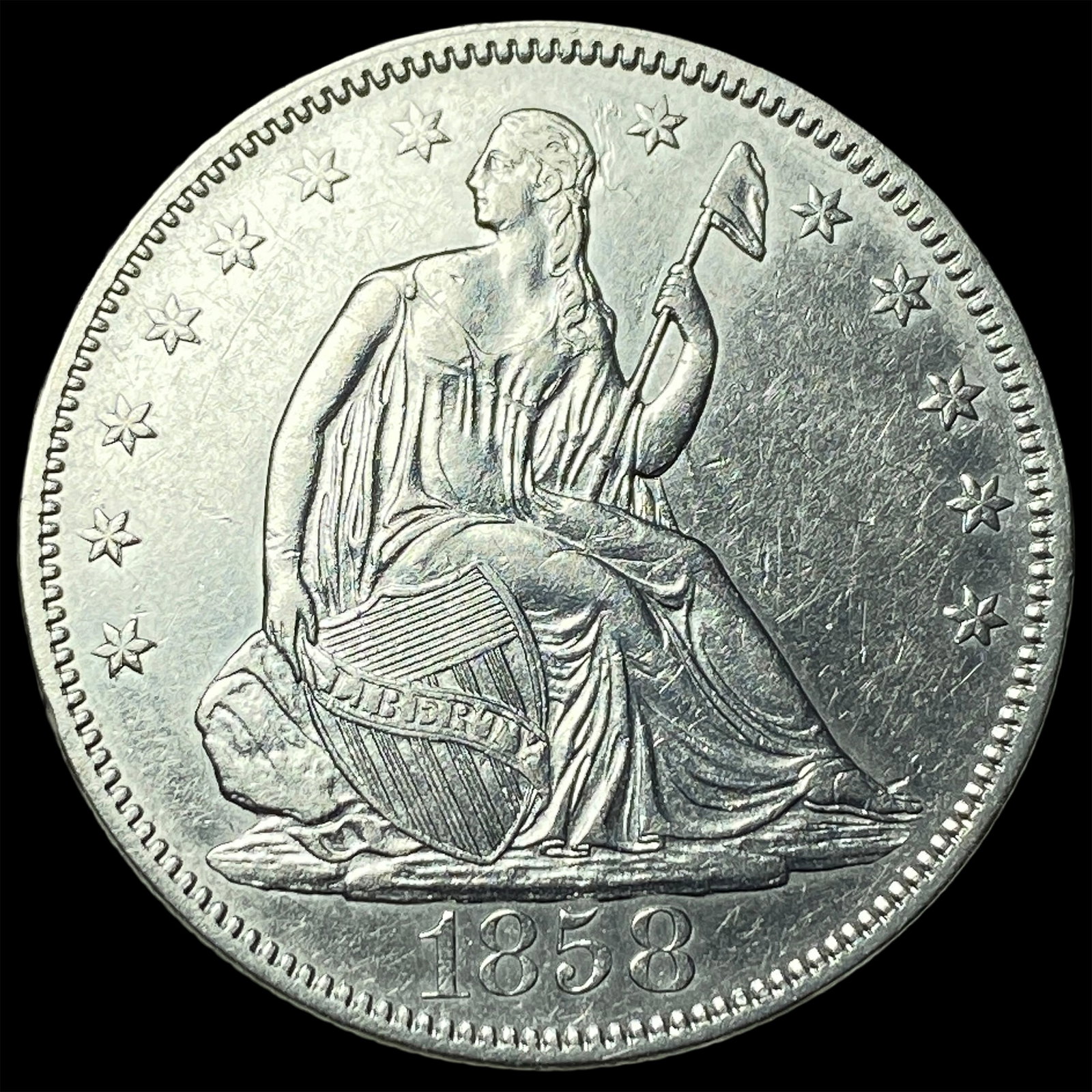1858 Silver Seated Liberty Half Dollar UNCIRCULATED: 1858 Silver Seated Liberty Half Dollar UNCIRCULATED