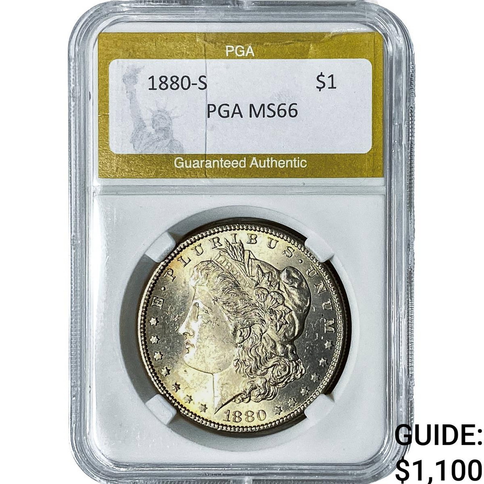 1880-S Morgan Silver Dollar PGA MS66: 1880-S Morgan Silver Dollar PGA MS66