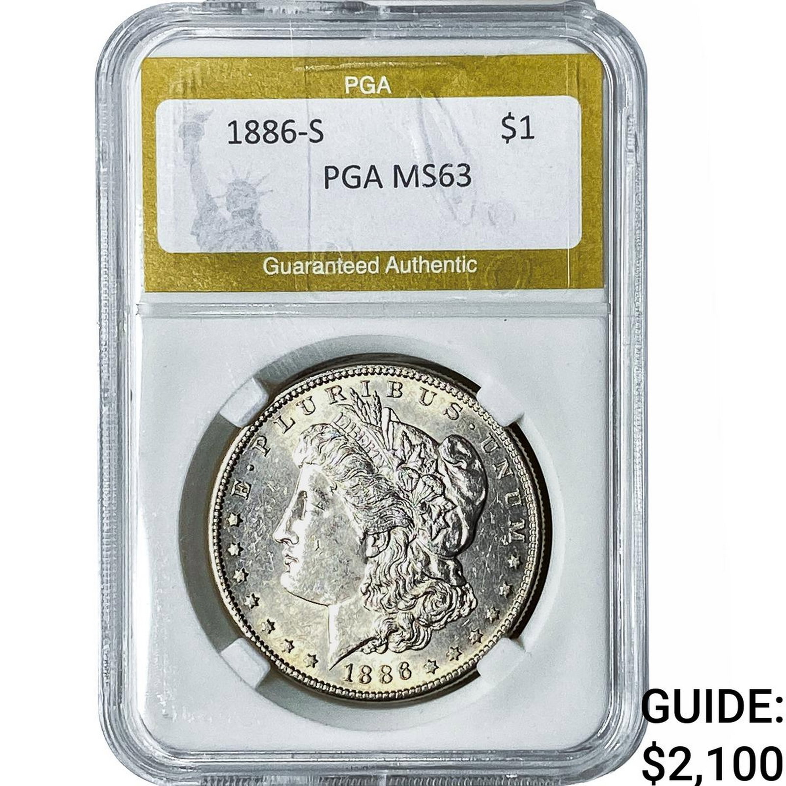 1886-S Morgan Silver Dollar PGA MS63: 1886-S Morgan Silver Dollar PGA MS63