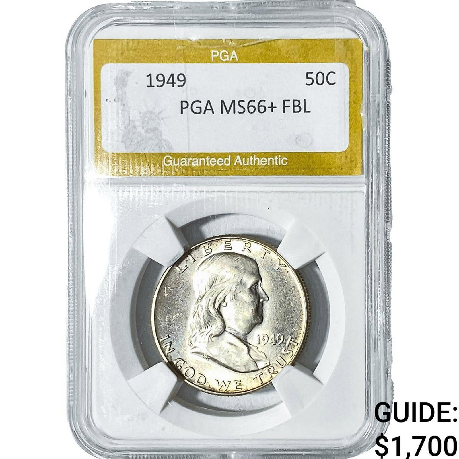 1949 Franklin Half Dollar PGA MS66+FBL: 1949 Franklin Half Dollar PGA MS66+FBL