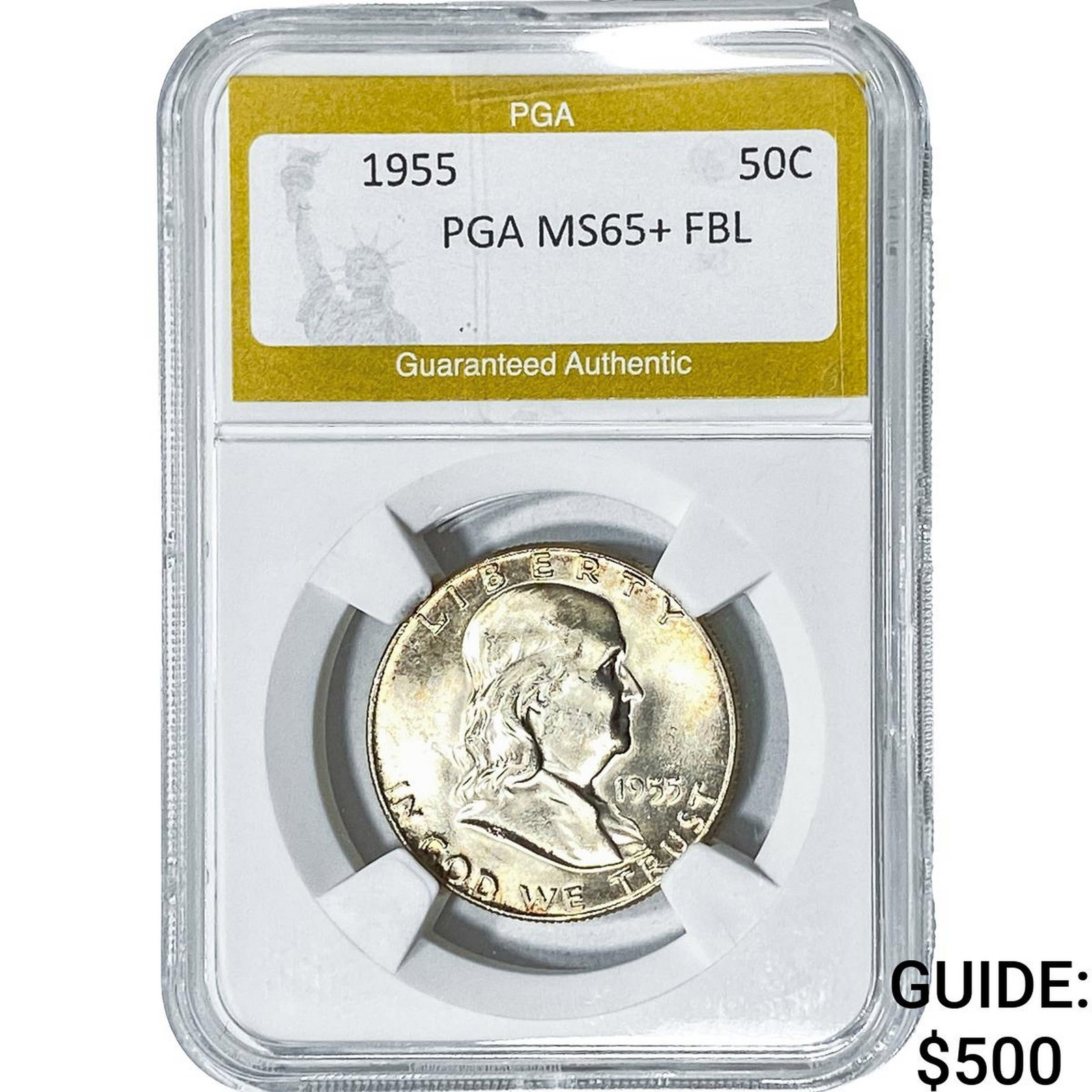1955 Franklin Half Dollar PGA MS65+FBL: 1955 Franklin Half Dollar PGA MS65+FBL