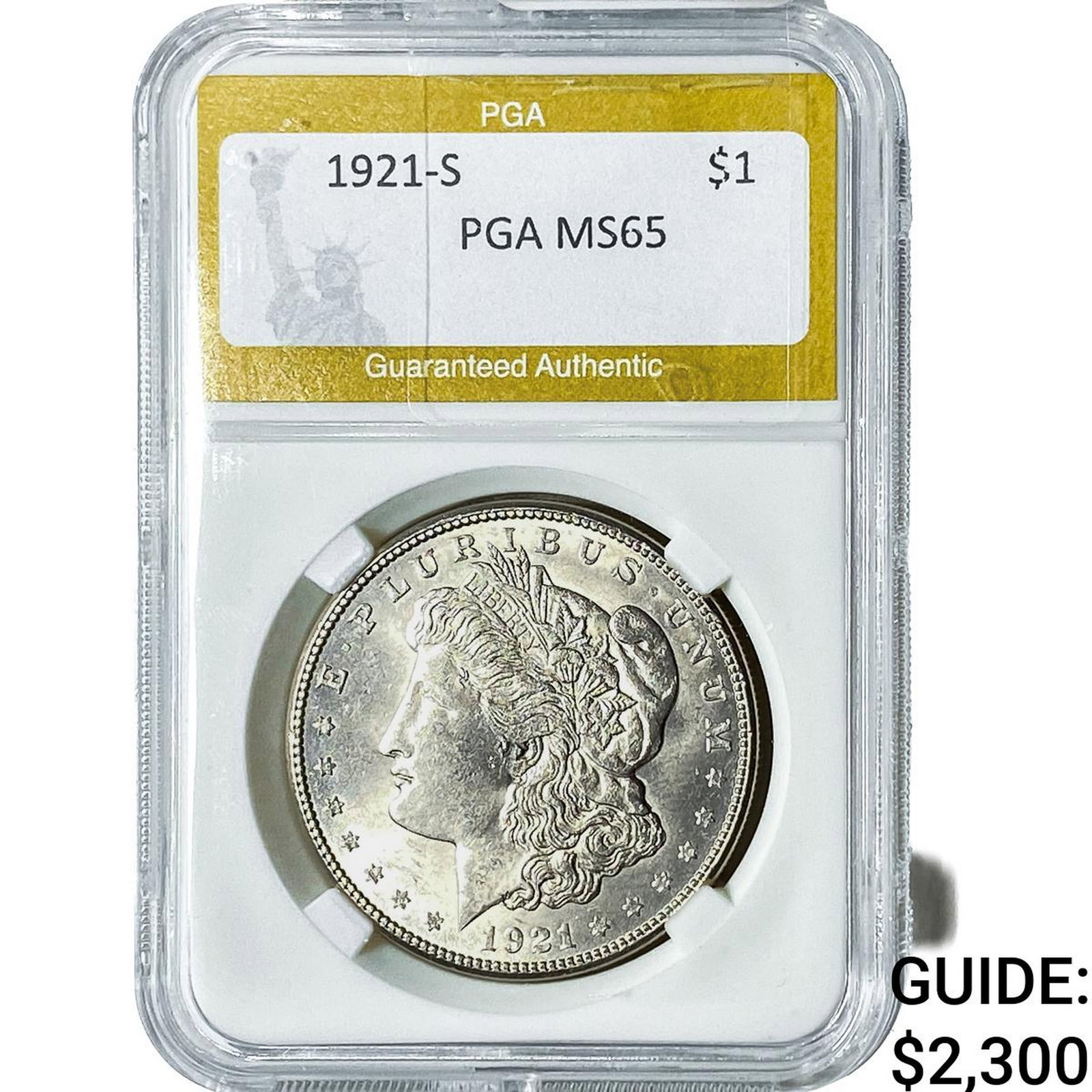 1921-S Morgan Silver Dollar PGA MS65: 1921-S Morgan Silver Dollar PGA MS65