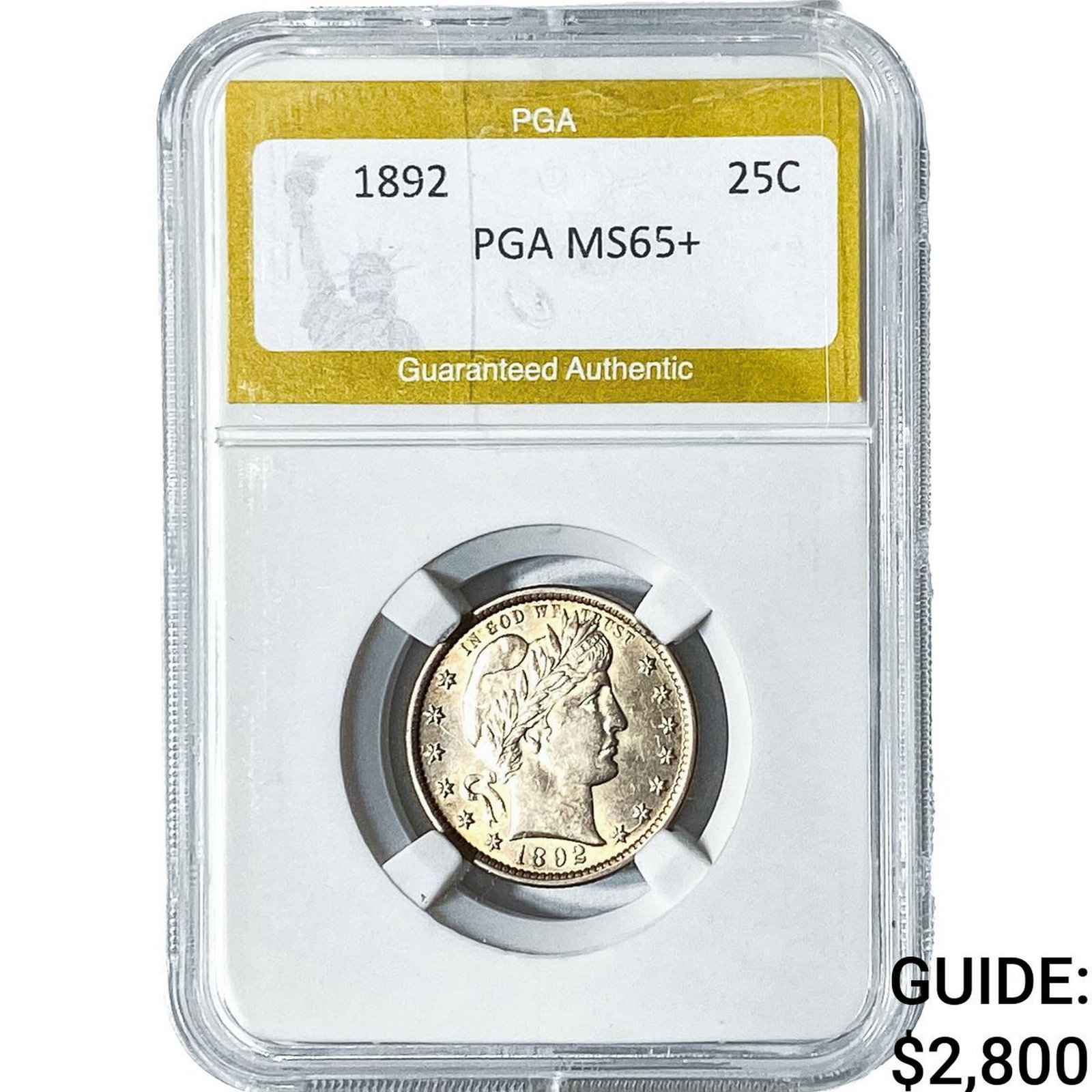 1892 Barber Quarter PGA MS65+: 1892 Barber Quarter PGA MS65+