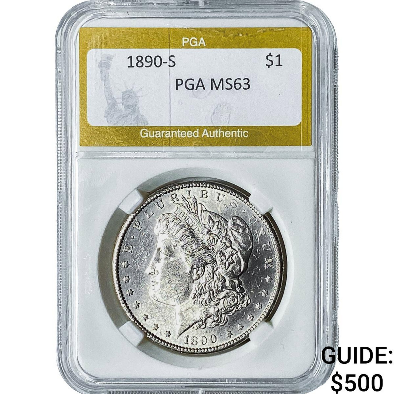 1890-S Morgan Silver Dollar PGA MS63: 1890-S Morgan Silver Dollar PGA MS63