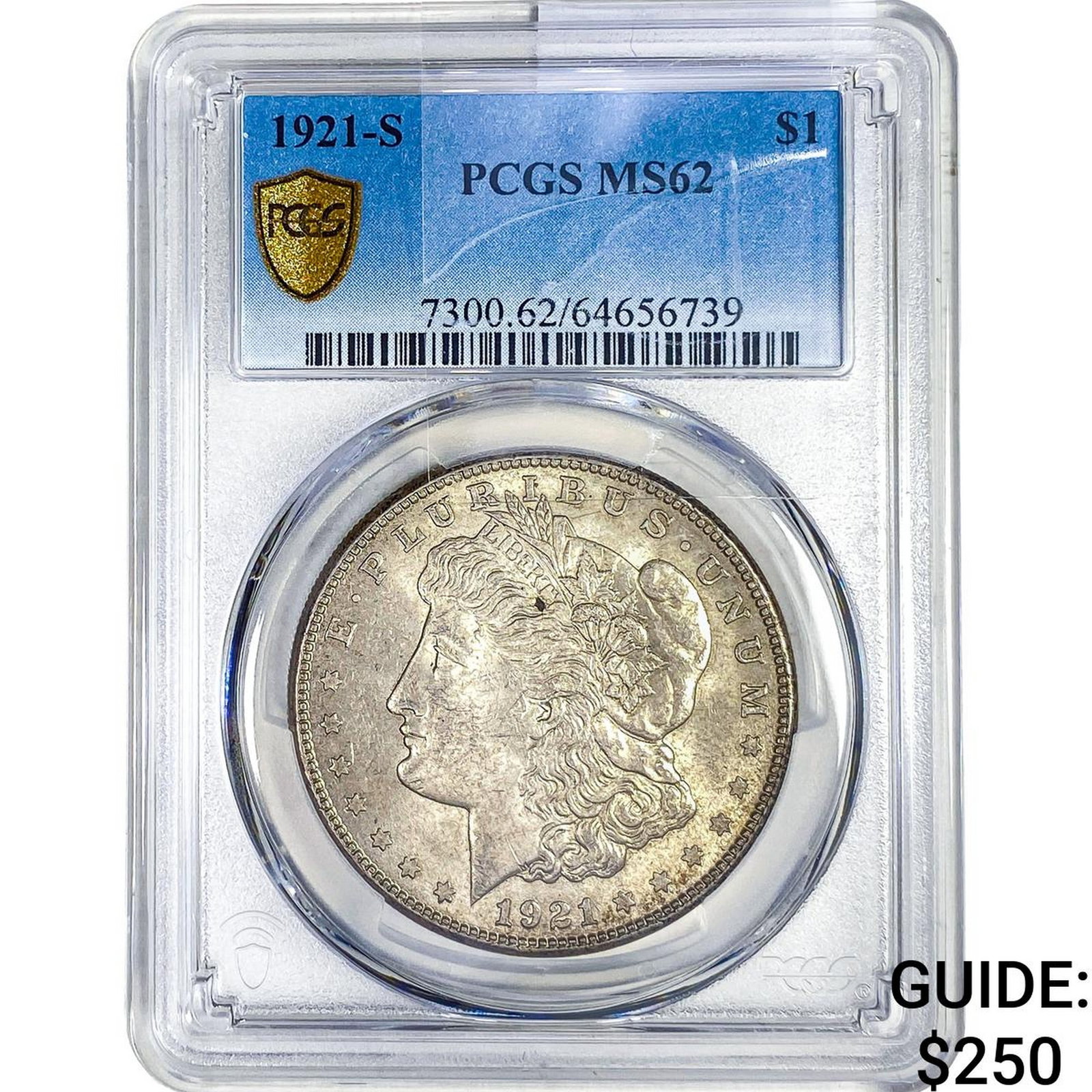 1921-S Morgan Silver Dollar PCGS MS62: 1921-S Morgan Silver Dollar PCGS MS62