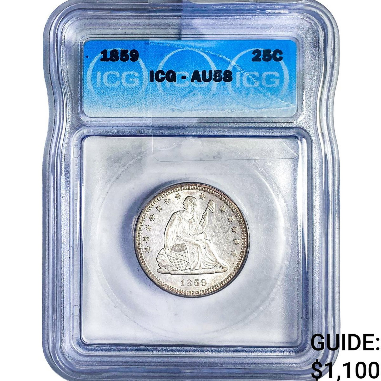 1859 Seated Liberty Quarter ICG AU58 (1 of 2)