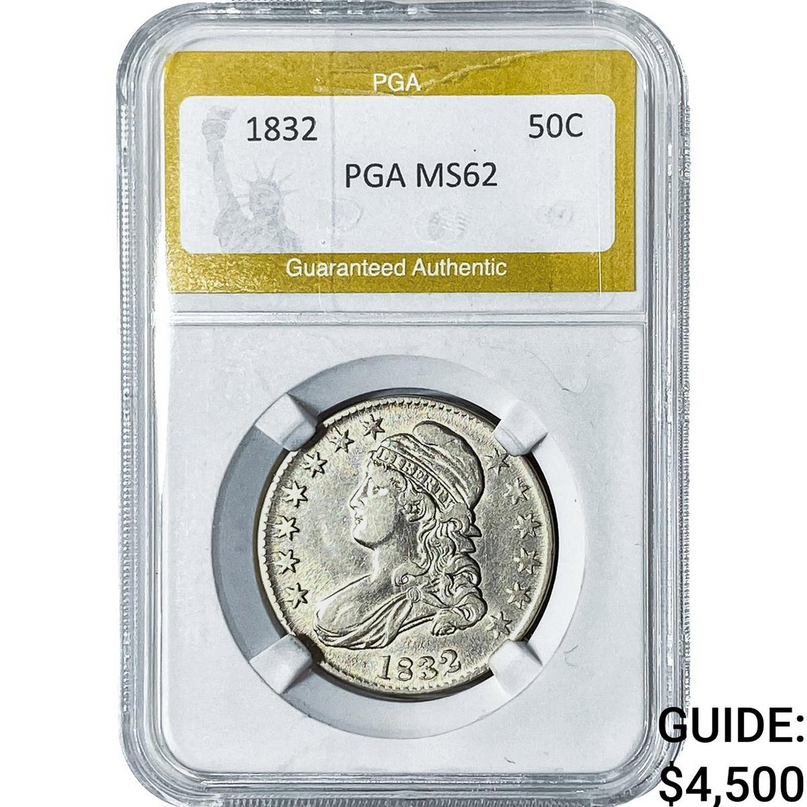 1832 Capped Bust Half Dollar PGA MS62: 1832 Capped Bust Half Dollar PGA MS62