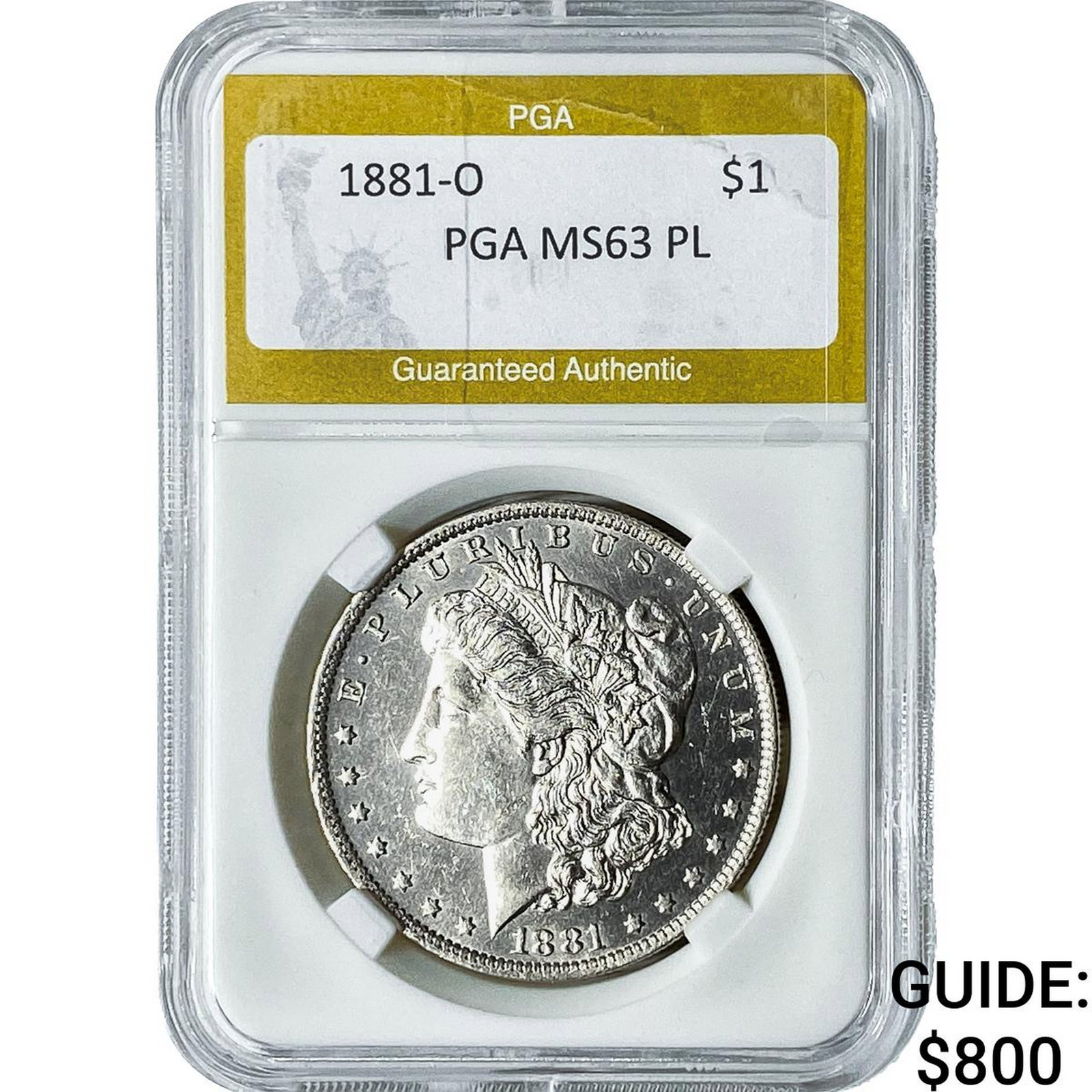 1881-O Morgan Silver Dollar PGA MS63PL: 1881-O Morgan Silver Dollar PGA MS63PL