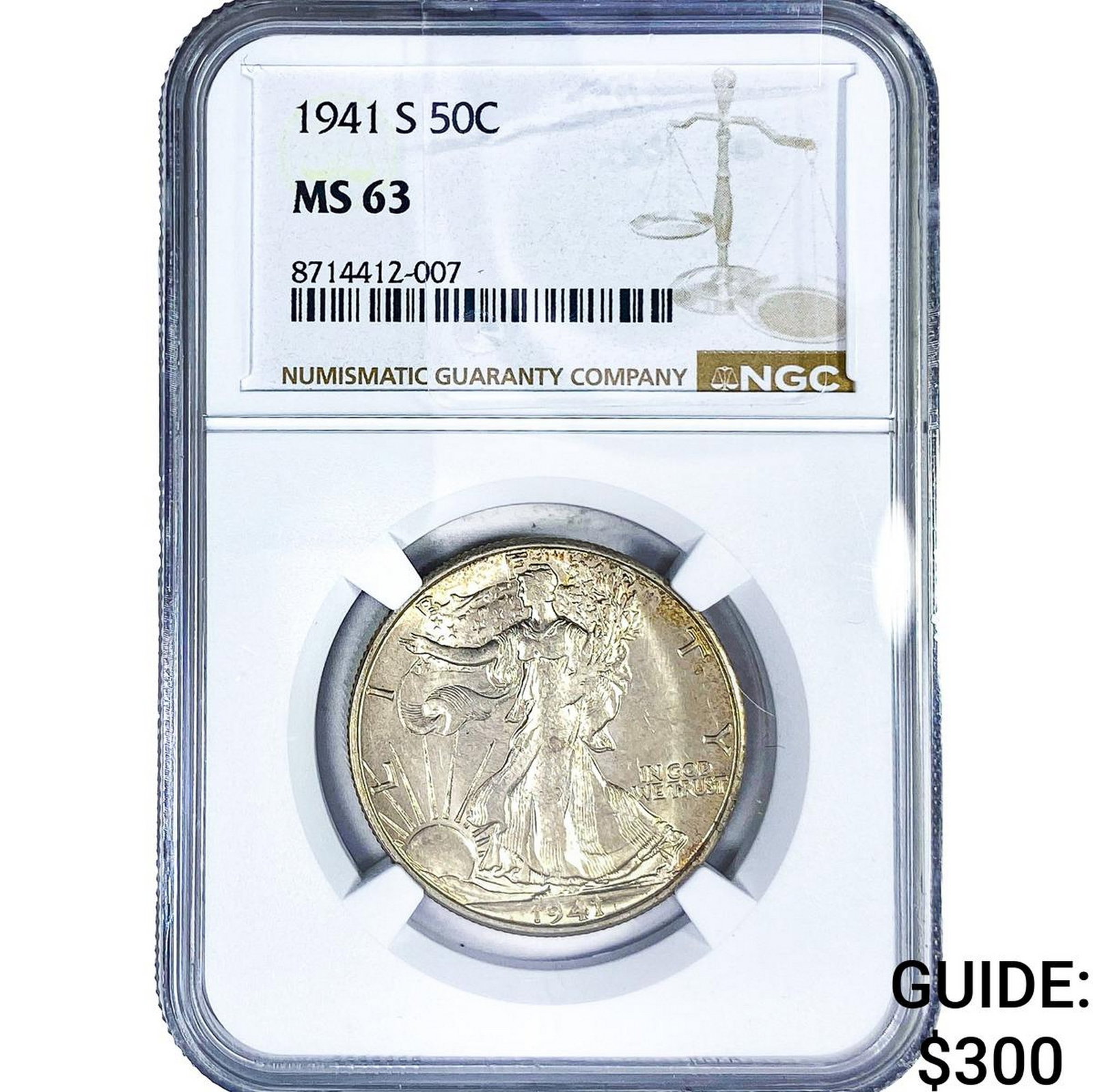 1941-S Walking Liberty Half Dollar NGC MS63: 1941-S Walking Liberty Half Dollar NGC MS63