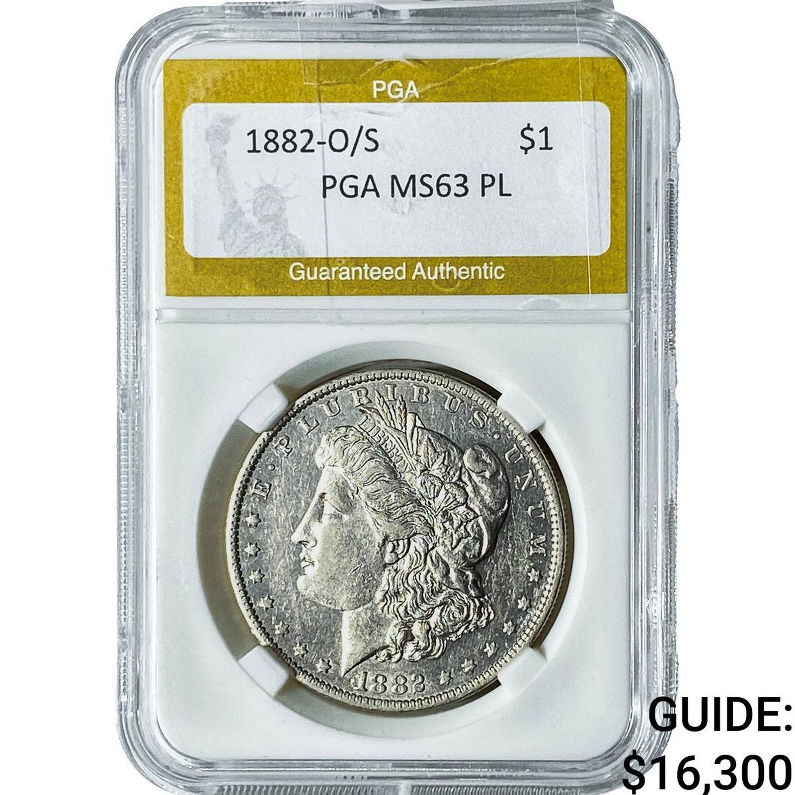 1882-O/S Morgan Silver Dollar PGA MS63PL: 1882-O/S Morgan Silver Dollar PGA MS63PL