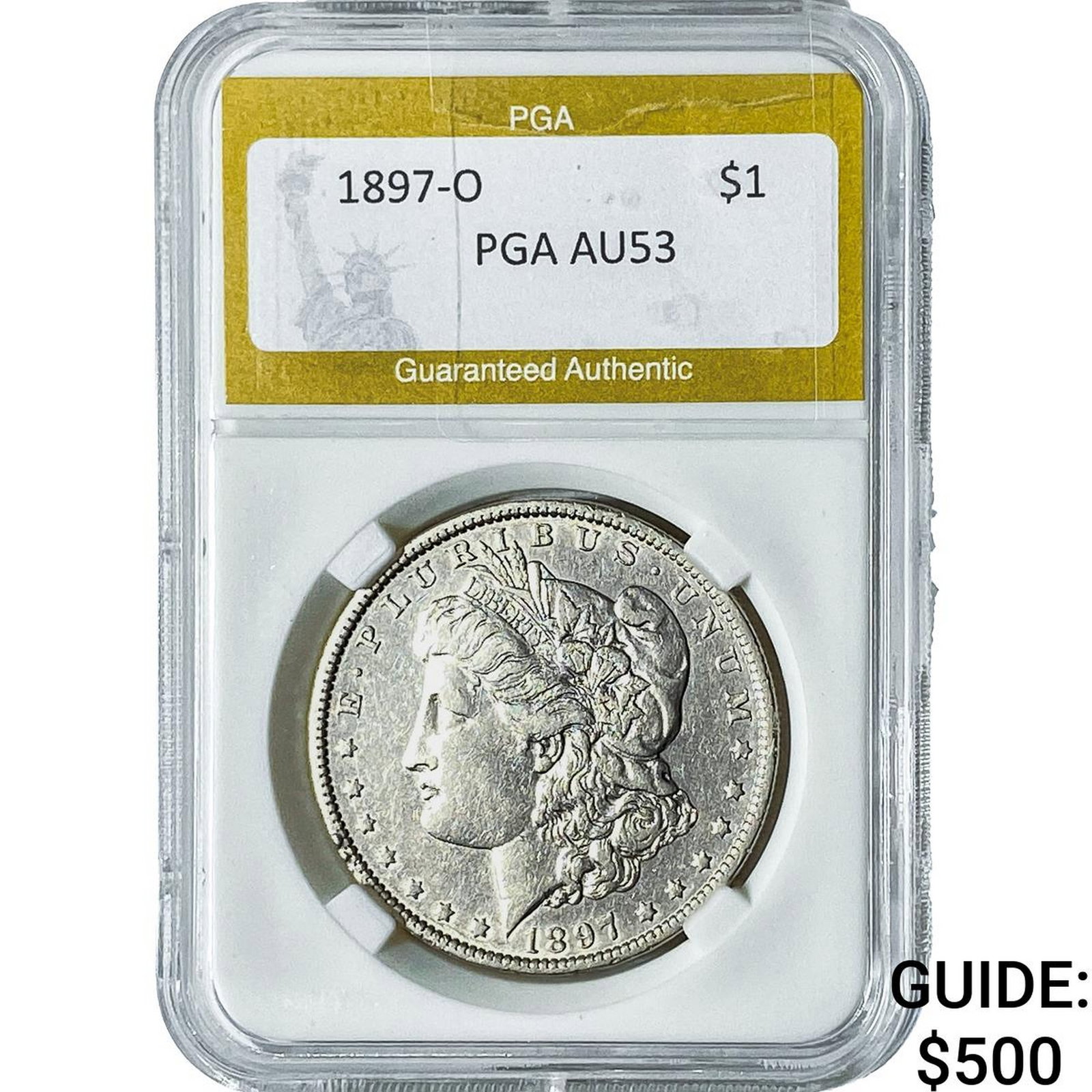 1897-O Morgan Silver Dollar PGA AU53: 1897-O Morgan Silver Dollar PGA AU53