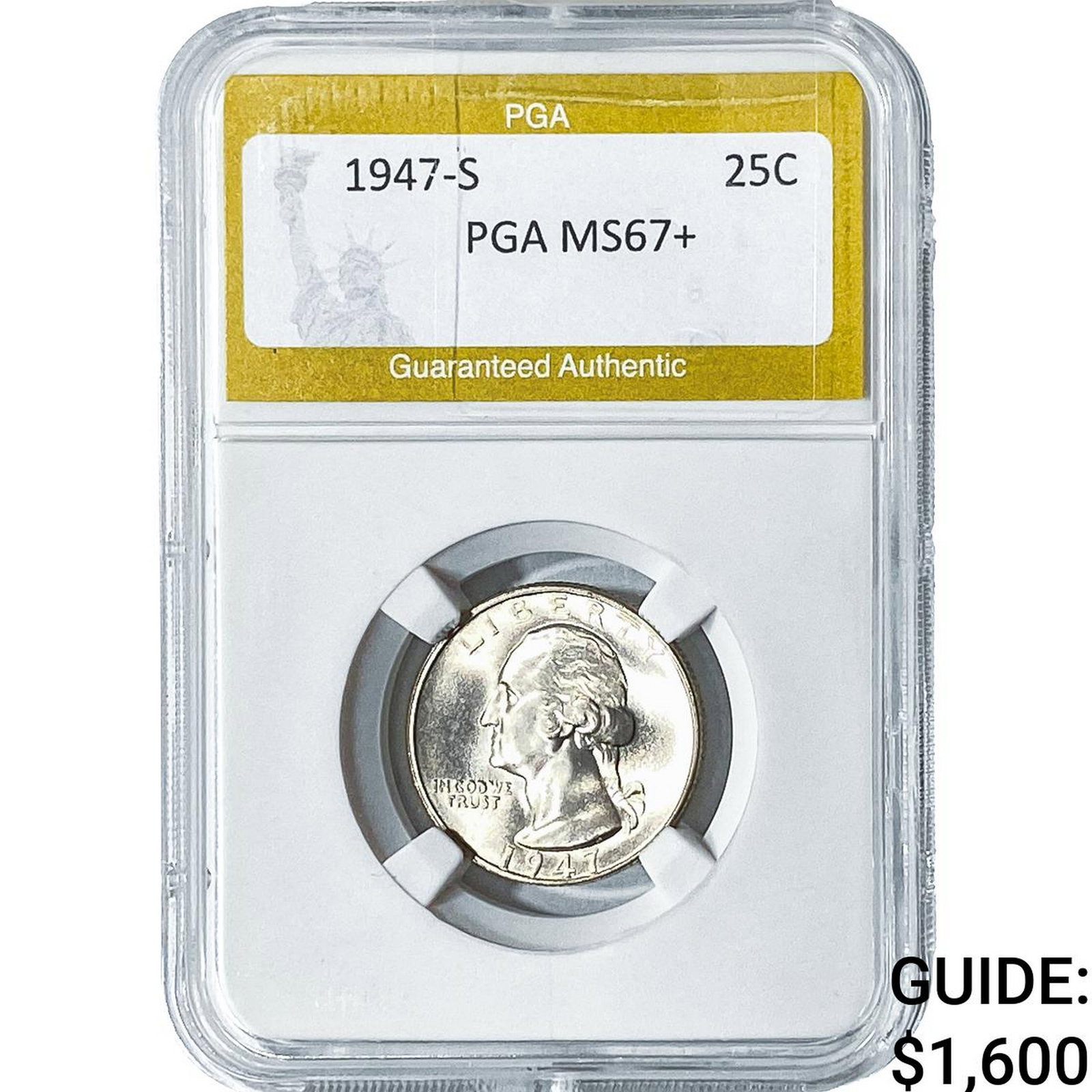 1947-S Washington Silver Quarter PGA MS67+: 1947-S Washington Silver Quarter PGA MS67+
