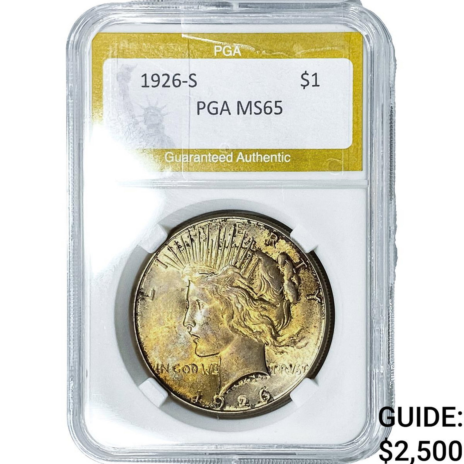 1926-S Silver Peace Dollar PGA MS65: 1926-S Silver Peace Dollar PGA MS65
