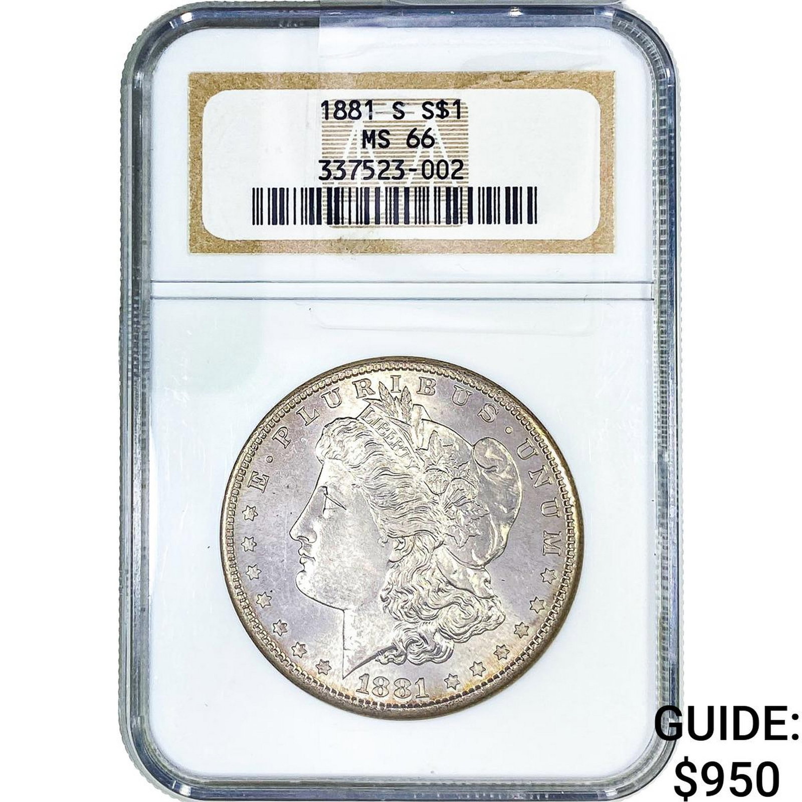 1881-S Morgan Silver Dollar NGC MS66: 1881-S Morgan Silver Dollar NGC MS66