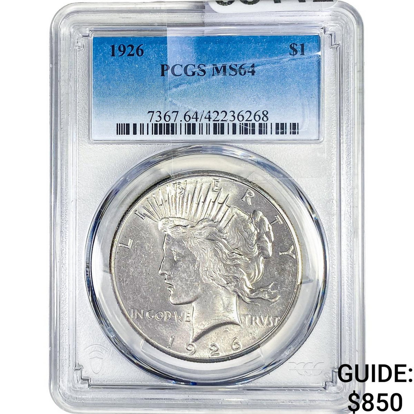 1926 Silver Peace Dollar PCGS MS64: 1926 Silver Peace Dollar PCGS MS64