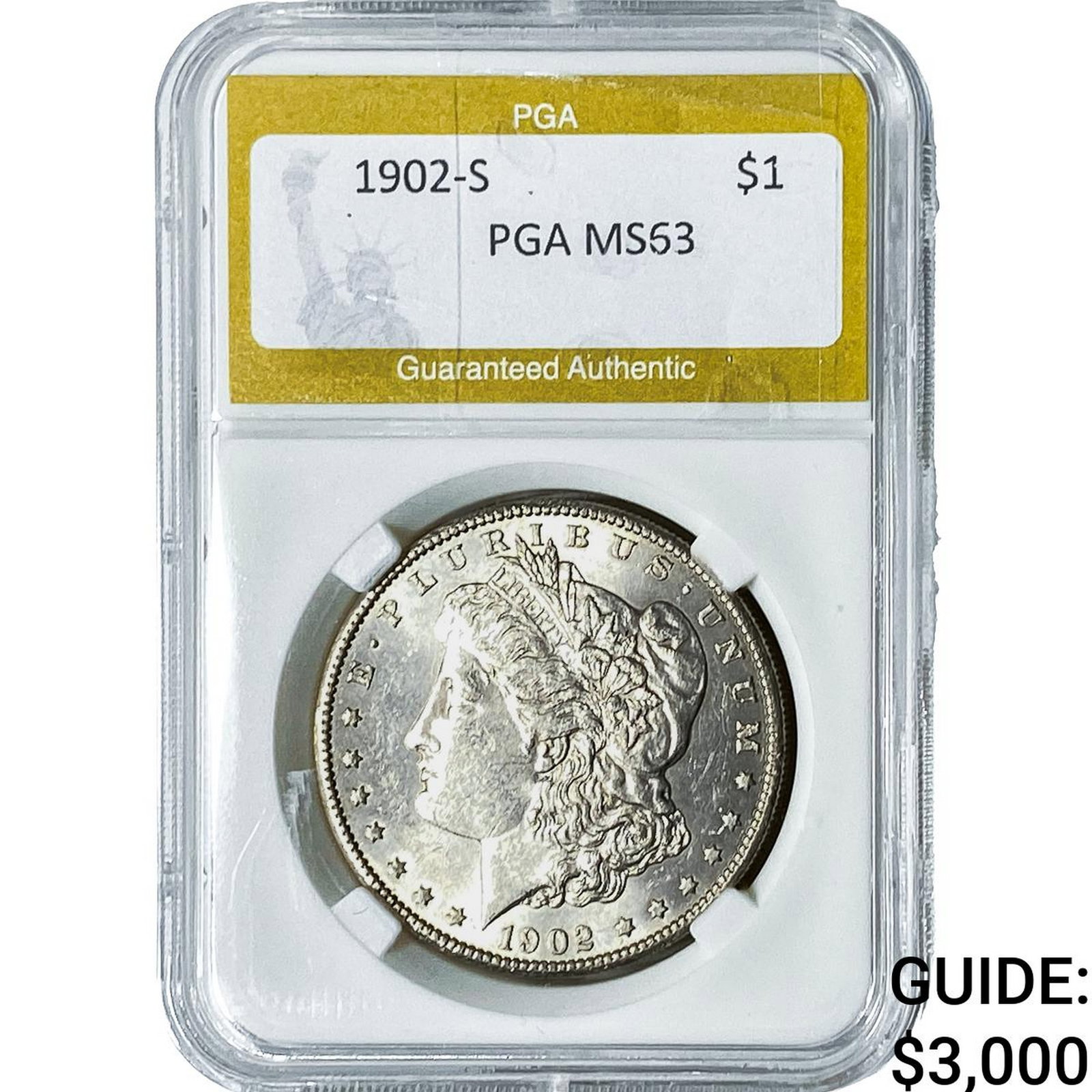 1902-S Morgan Silver Dollar PGA MS63: 1902-S Morgan Silver Dollar PGA MS63