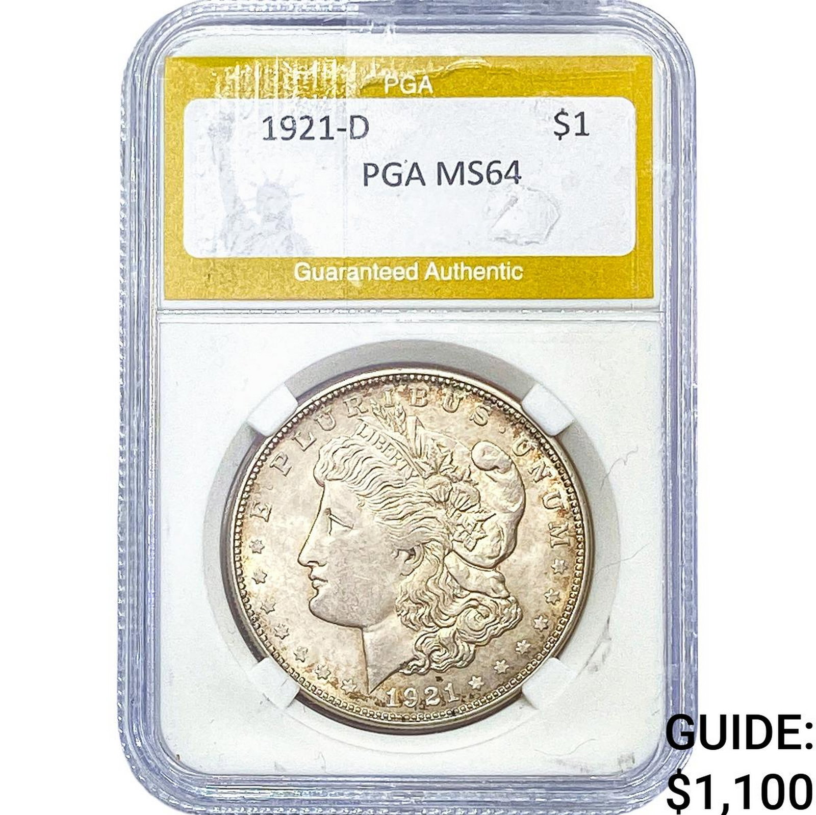 1921-D Morgan Silver Dollar PGA MS64: 1921-D Morgan Silver Dollar PGA MS64