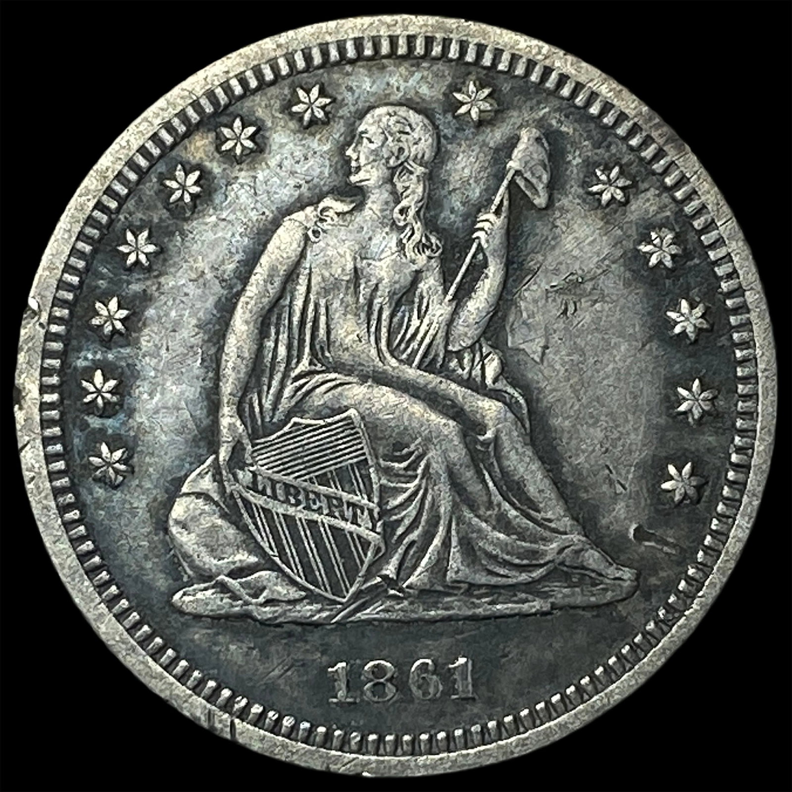 1861 Seated Liberty Quarter CLOSELY UNCIRCULATED: 1861 Seated Liberty Quarter CLOSELY UNCIRCULATED
