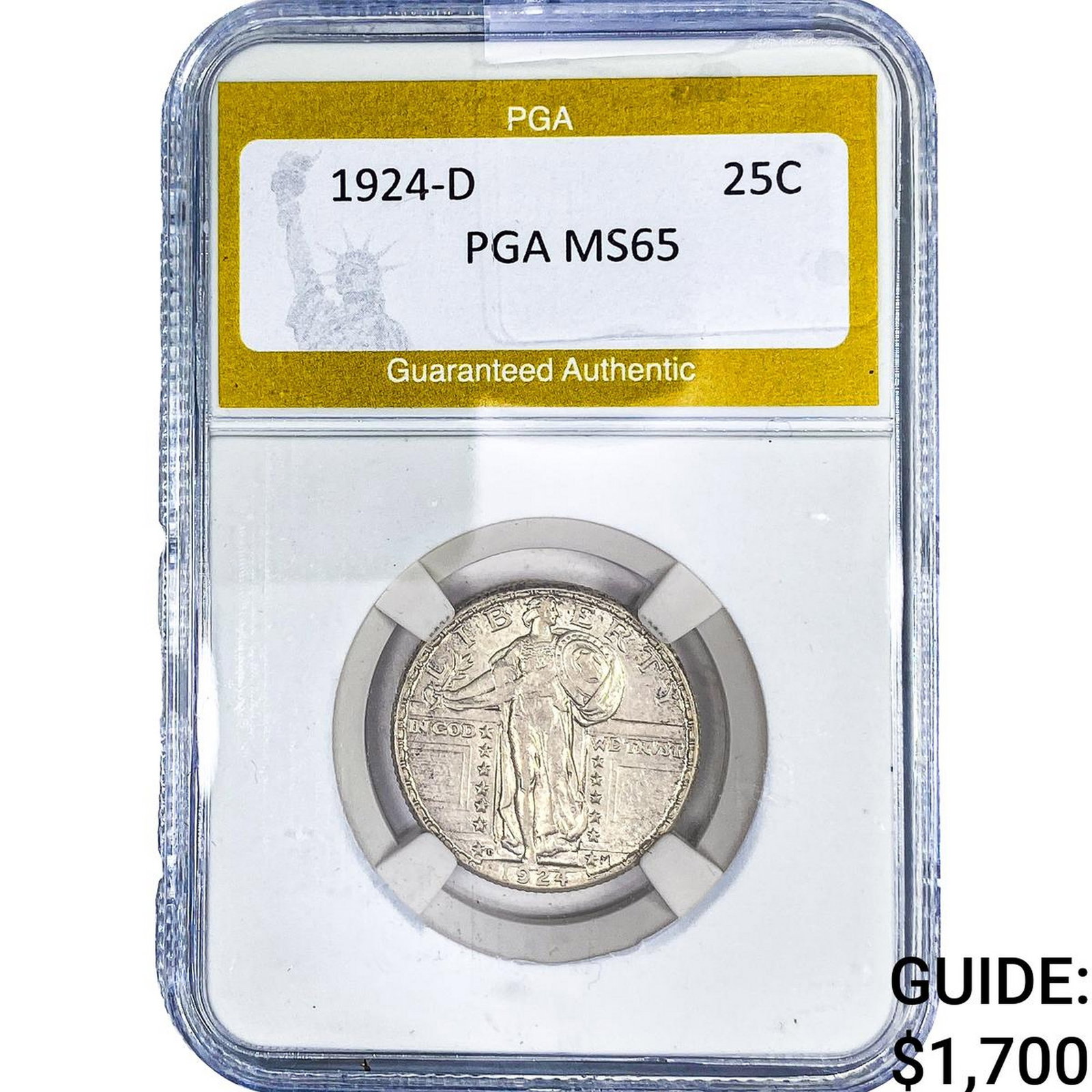 1924-D Standing Liberty Quarter PGA MS65: 1924-D Standing Liberty Quarter PGA MS65