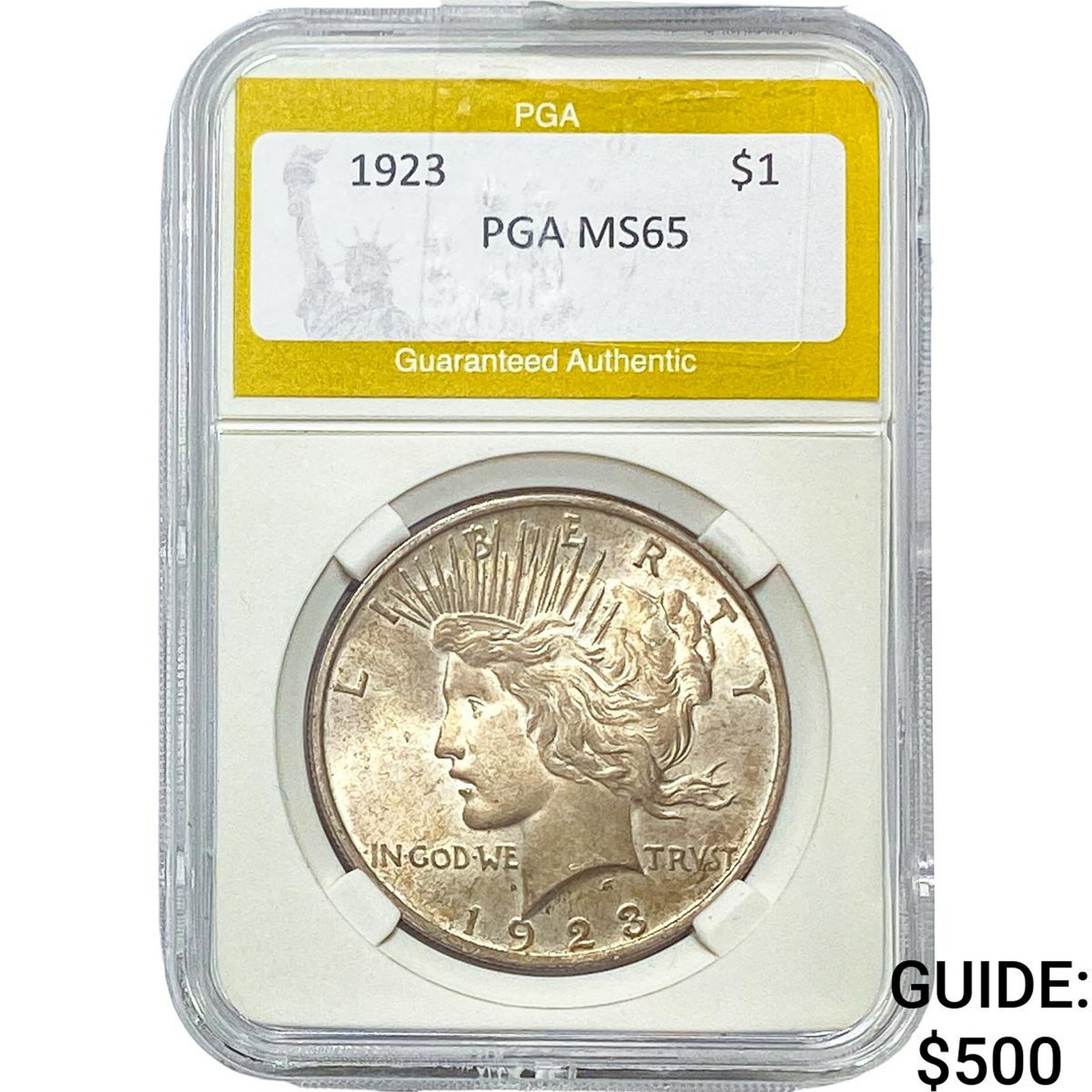 1923 Silver Peace Dollar PGA MS65: 1923 Silver Peace Dollar PGA MS65
