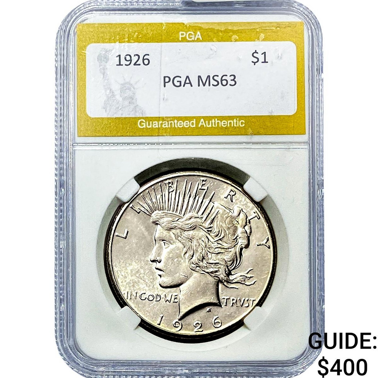1926 Silver Peace Dollar PGA MS63: 1926 Silver Peace Dollar PGA MS63
