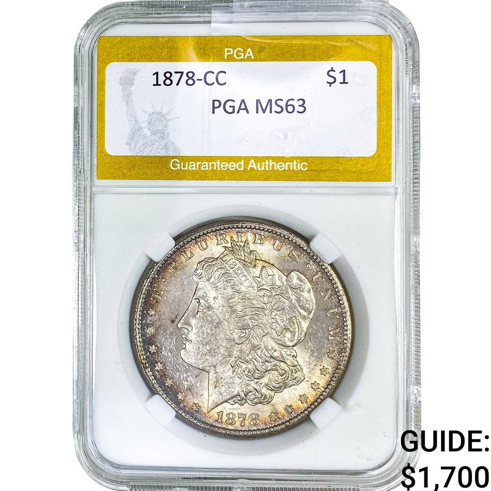1878-CC Morgan Silver Dollar PGA MS63: 1878-CC Morgan Silver Dollar PGA MS63