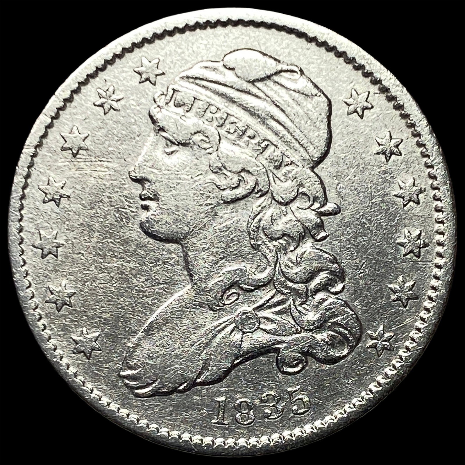 1835 Silver Capped Bust Quarter CLOSELY UNCIRCULATED: 1835 Silver Capped Bust Quarter CLOSELY UNCIRCULATED