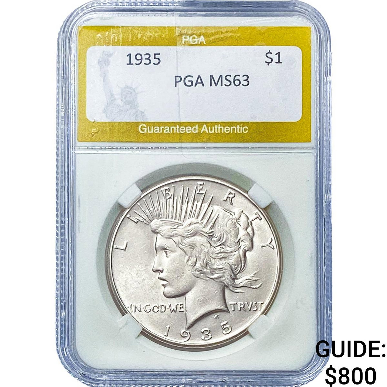 1935 Silver Peace Dollar PGA MS63: 1935 Silver Peace Dollar PGA MS63