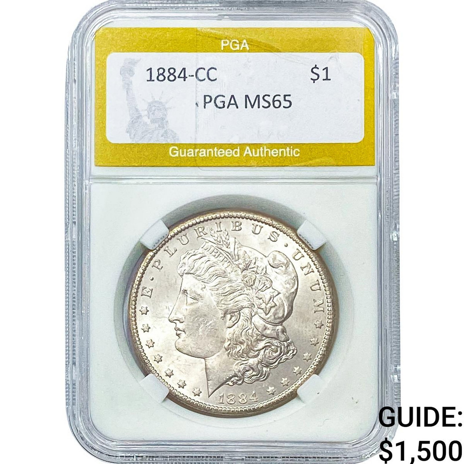 1884-CC Morgan Silver Dollar PGA MS65: 1884-CC Morgan Silver Dollar PGA MS65