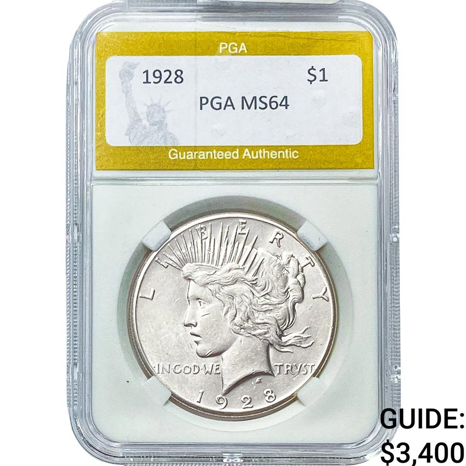 1928 Silver Peace Dollar PGA MS64: 1928 Silver Peace Dollar PGA MS64